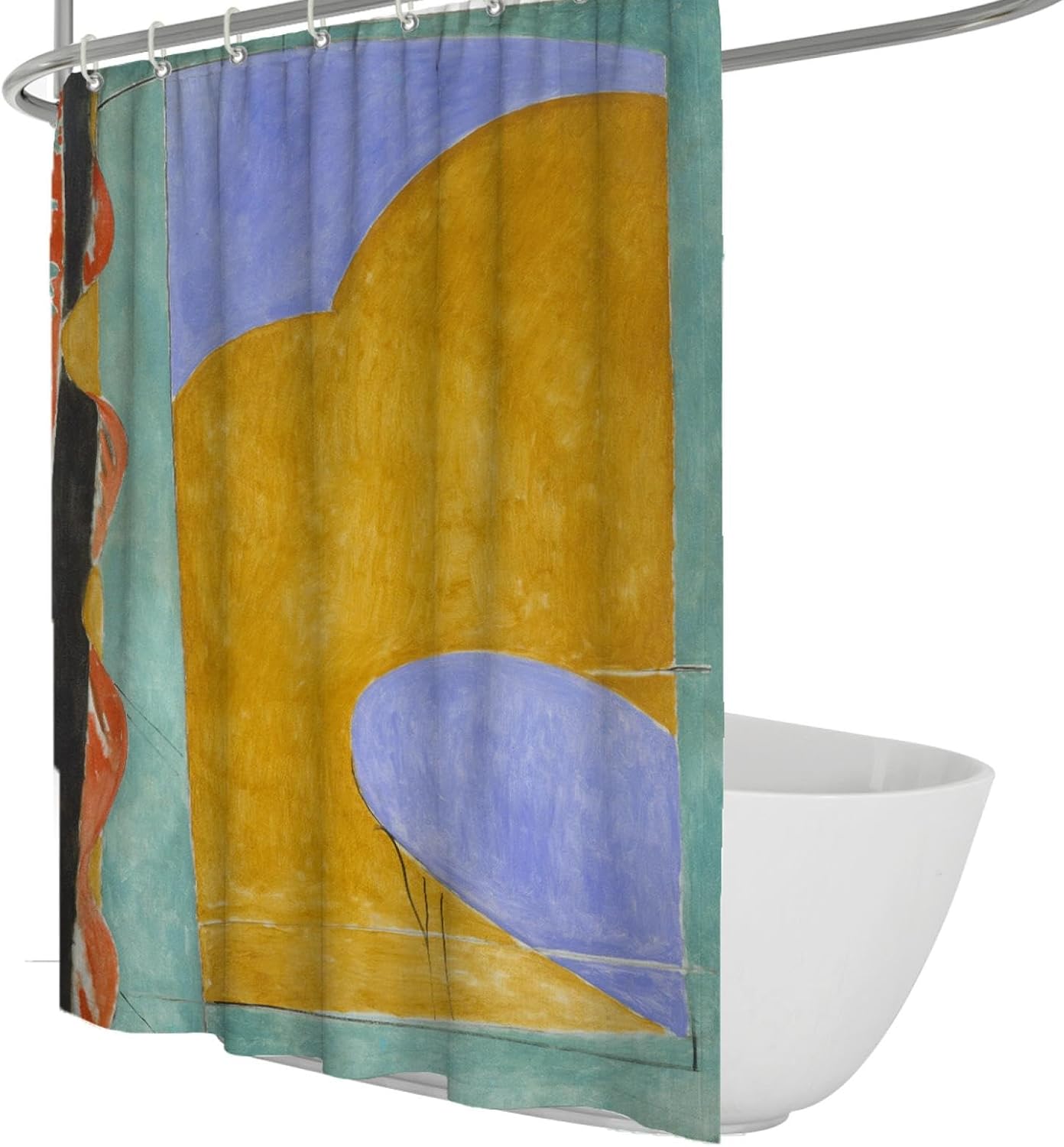 Abstract Purple Yellow Shower Curtain Matisse Painting Shower Curtains Waterproof Polyester Bathtub Curtains Family Bathroom Curtain 36Wx72L inch