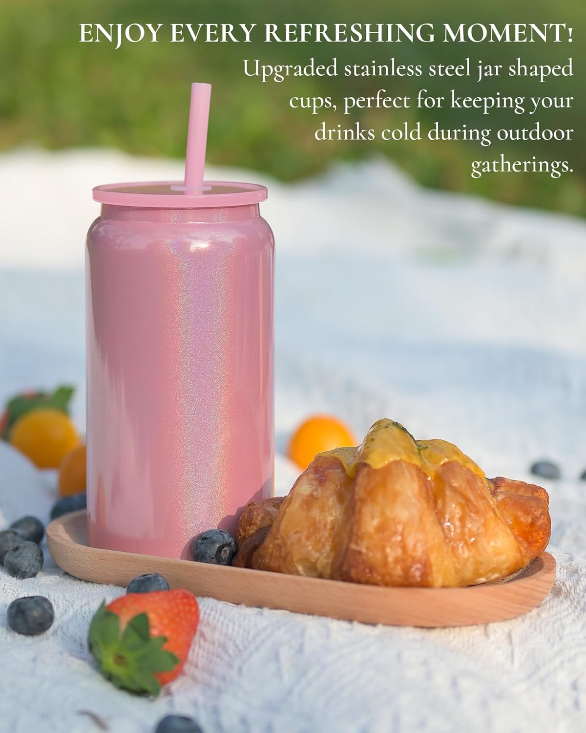 6Pack Glass Cups with Lids and Straws, 16oz Stainless Steels Cups, Beer Cup, Iced Coffee Cups, Smoothie Cup, Sublimation Tumbler (Shiny Polished Finish, Sublimatable) - Image 3