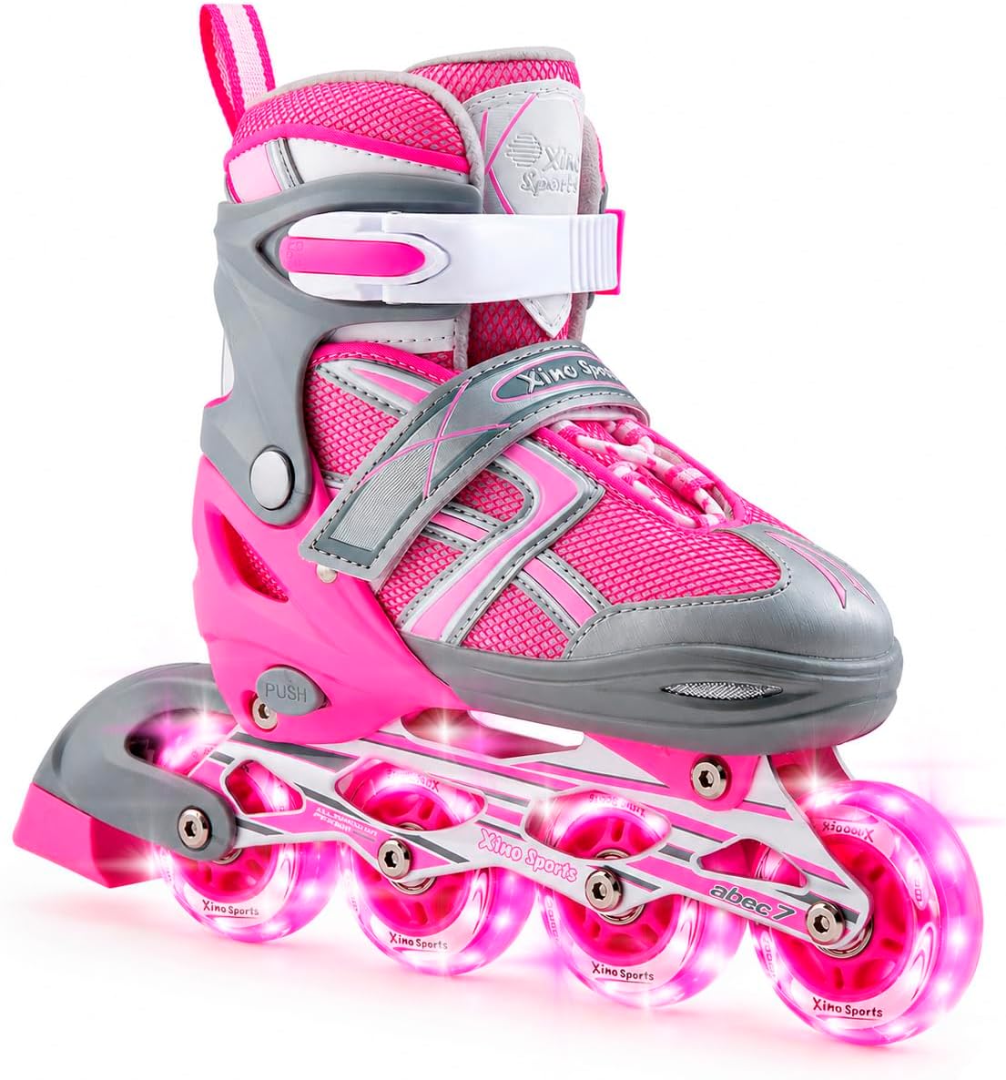 Xino Sports Kids Inline Skates for Girls & Boys - Adjustable Skates with LED Illuminating Light Up Wheels - Youth Skates for Indoors & Outdoors
