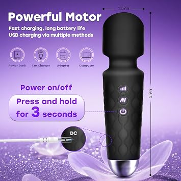 Mini Massager, Cordless Handheld Massager - Powerful - Perfect for Travel Stress Relief, Relieves Back, Legs and Lumbar Muscles (Pale Black)