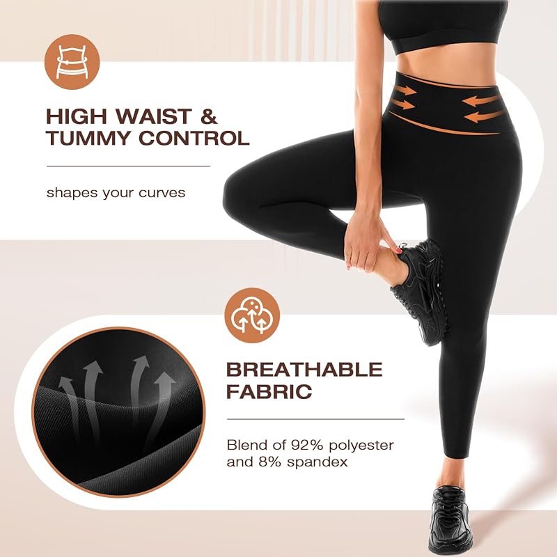 Walifrey Leggings for Women,High Waisted Soft Yoga Pants for Gym Black SM image 3