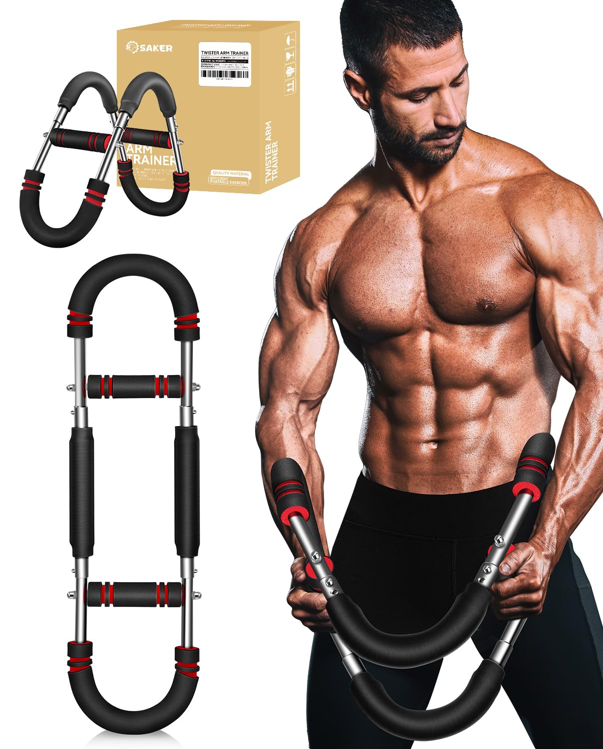 Saker Twister Arm Trainer, Adjustable Forearm Strengthener, Portable Spring Resistance for Home Fitness (70-110LB)
