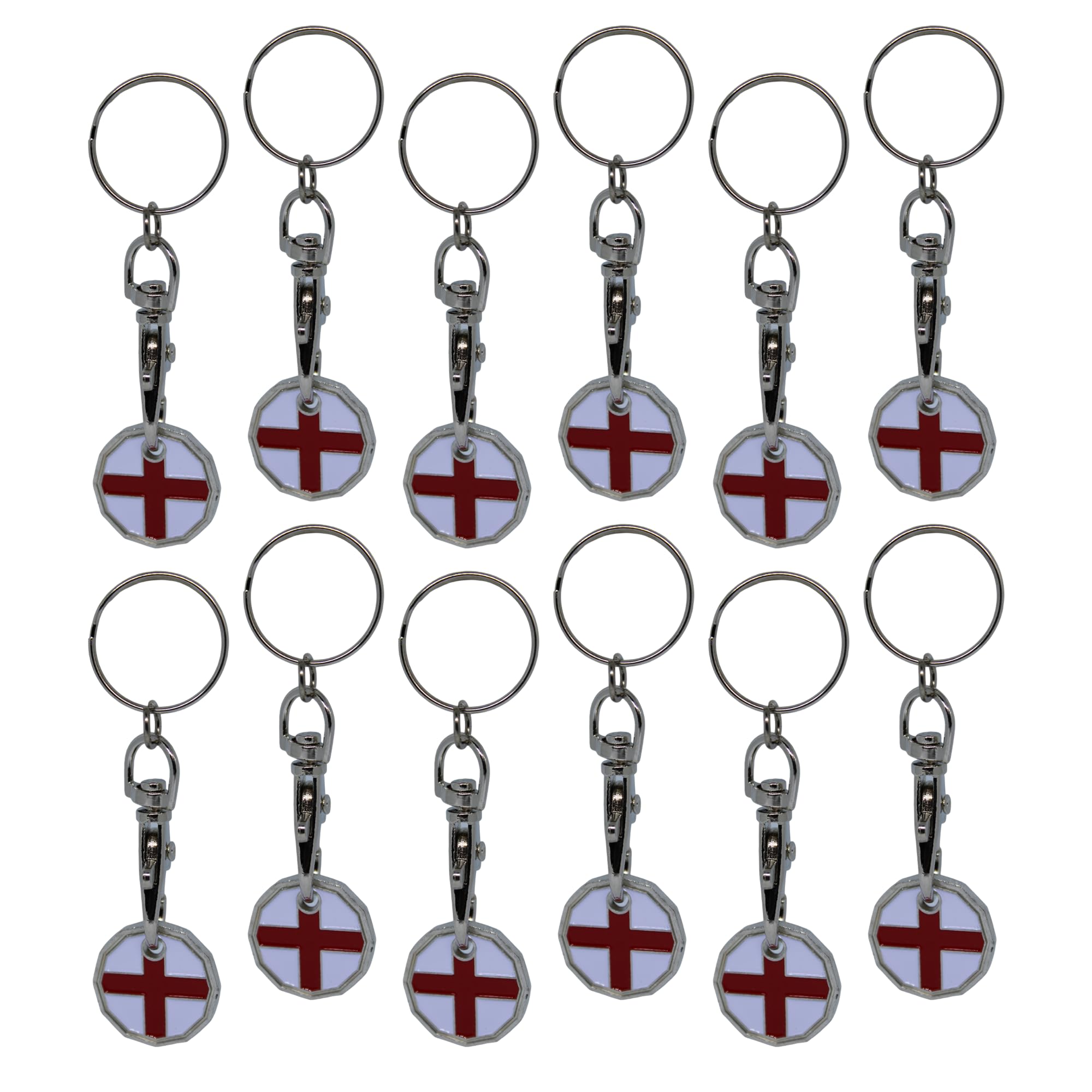 12pk Shopping Trolley Token Key Ring, 12pk England Flag