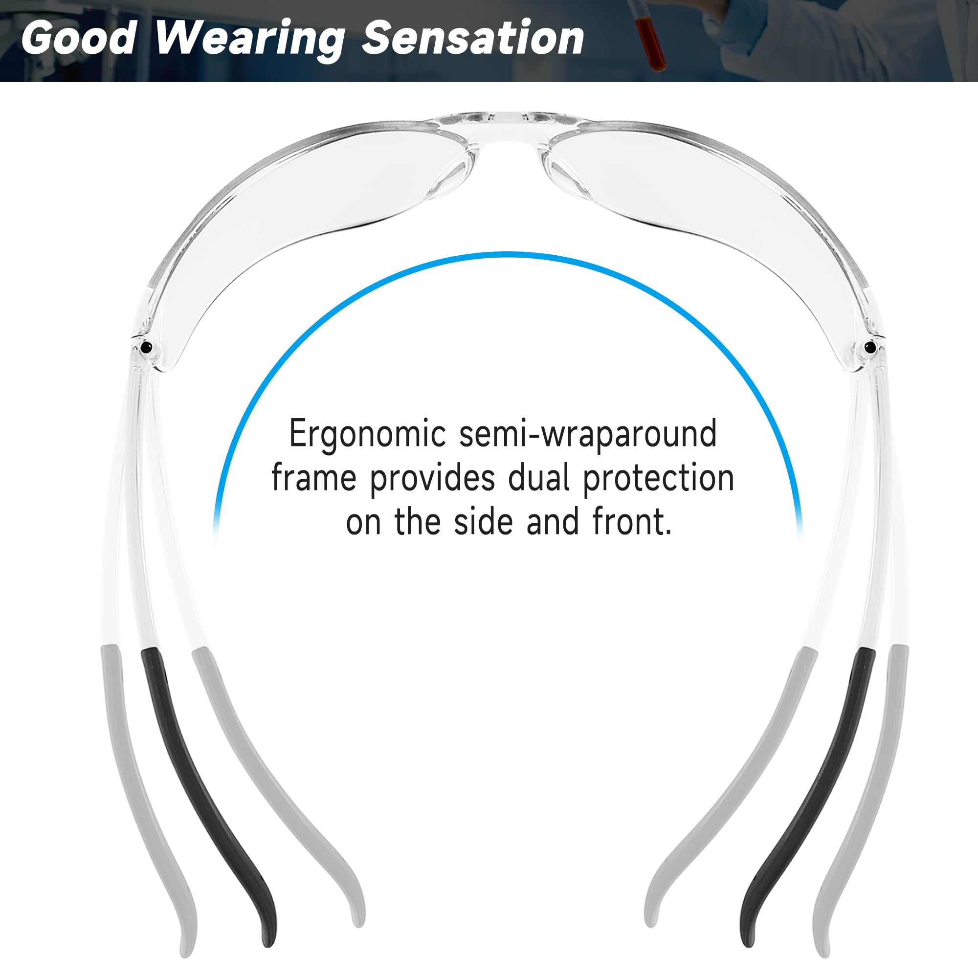 Salfboy Schutzbrille für Damen und Herren, ANSI Z87.1, Schutzbrille Bulk, kratzfest, Klar Grau