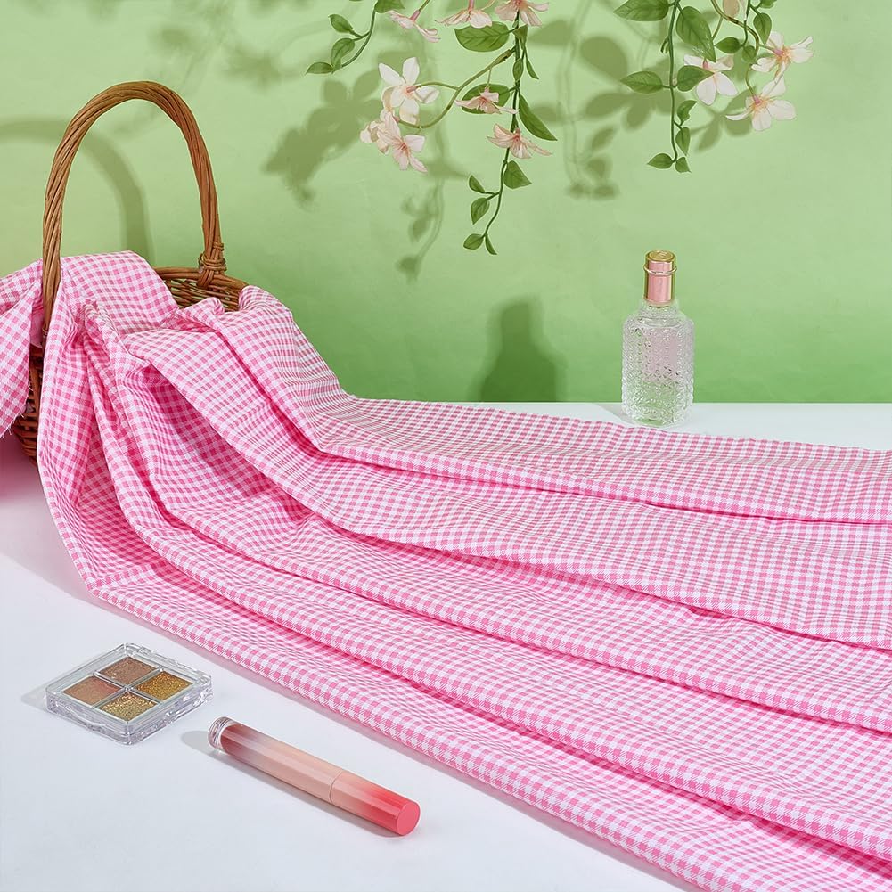 PH PandaHall Pink Plaid Fabrics by The Yard Gingham Cotton Fabric 62.9 Inch Wide Checkered Sewing Fabric Tartan Pattern Fabrics for DIY Crafts Clothing Handmade Quilting Tablecloths Home Decor
