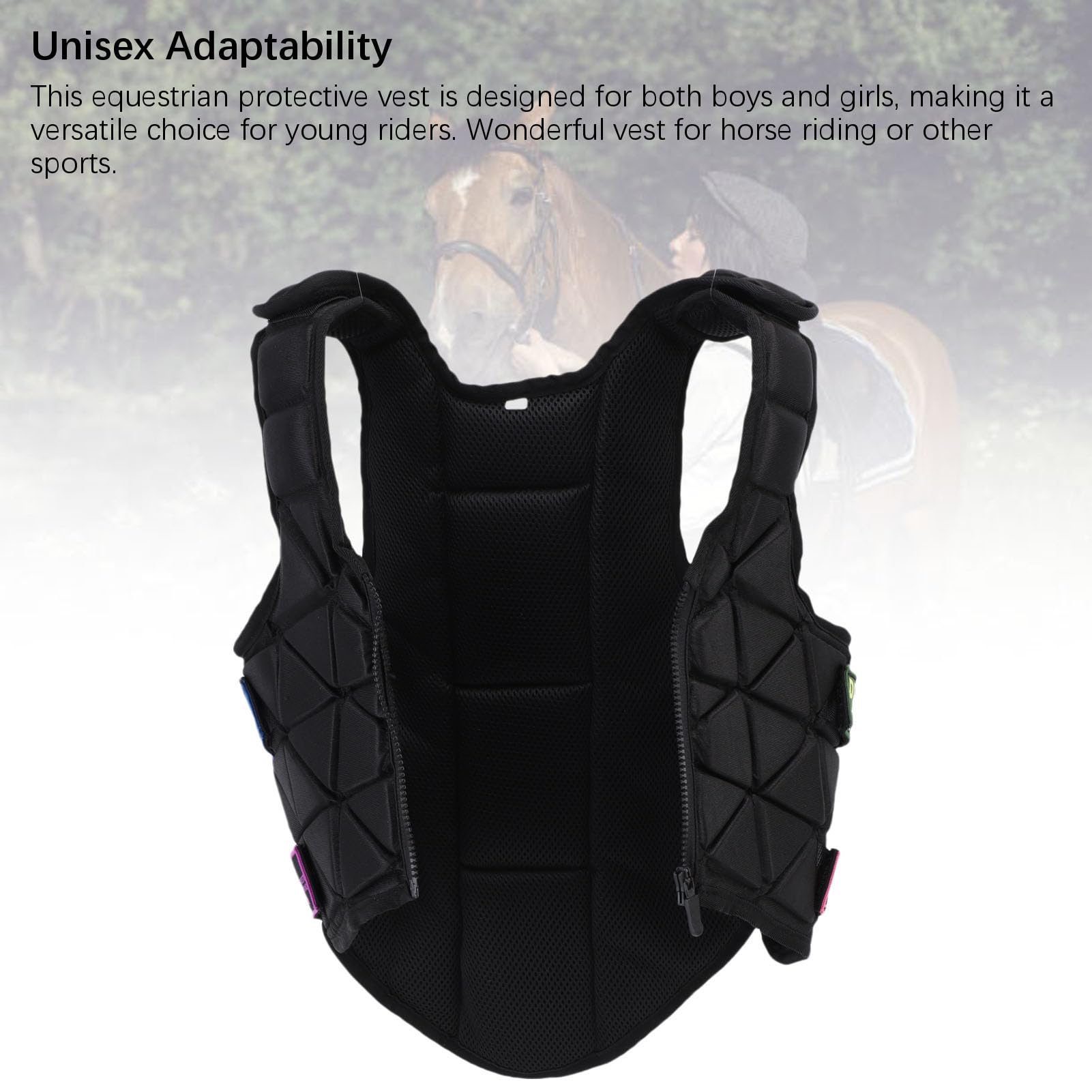 Tonysa Chaleco Protector Ecuestre Absorción de Impactos para Niños Niñas Entrenamiento de Equitación Unisex Poliéster