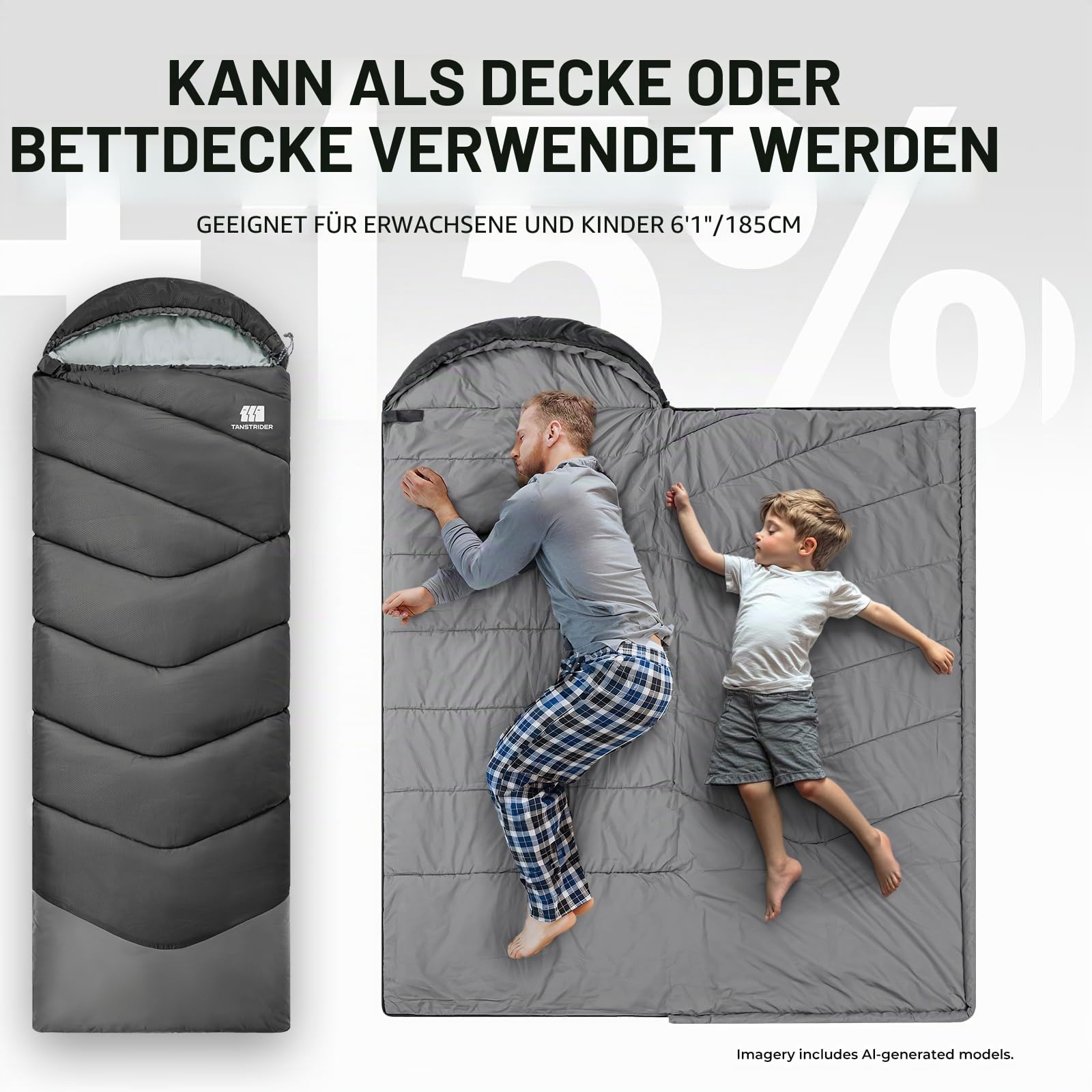 Schlafsack für Erwachsene bei Kälte, Tragbar, Wasserdicht, Leichtgewichtiger Schlafsack für Große Personen (Mädchen & Jungen) mit Kompressionssack für Warmes Camping, Wandern, Outdoor & Indoor