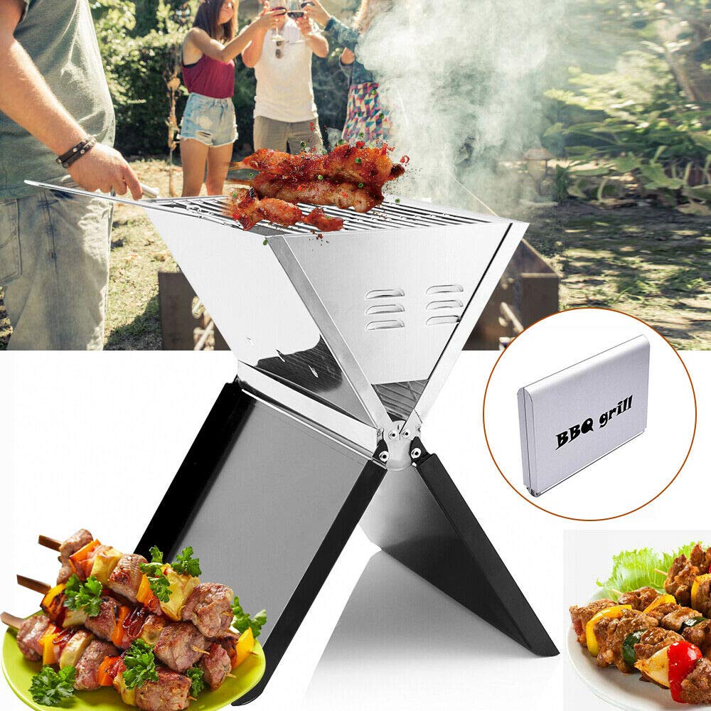 Grill węglowy ze stali nierdzewnej, przenośny grill stołowy, grill piknikowy, składany grill na kemping, składany grill do ogrodu