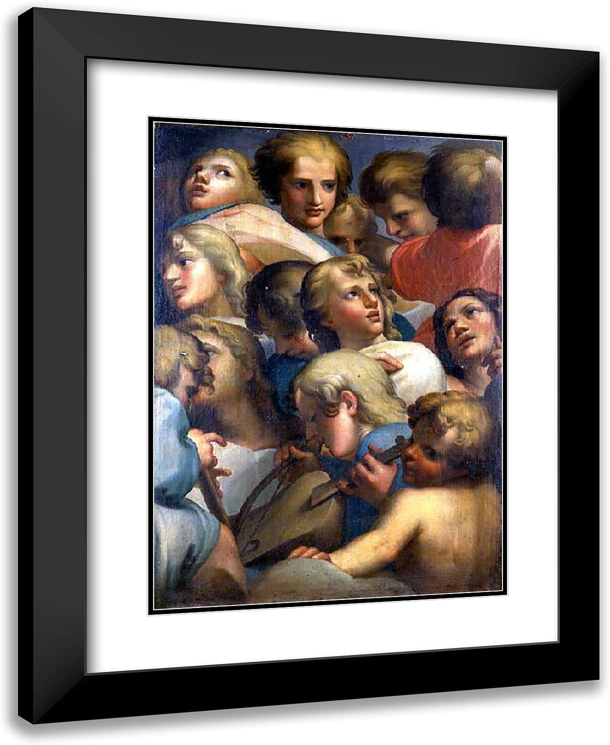 ArtDirect Correggio 19x24 Gold Ornate Framed Art Print with Double Matting Titled: Group of Angels from Correge