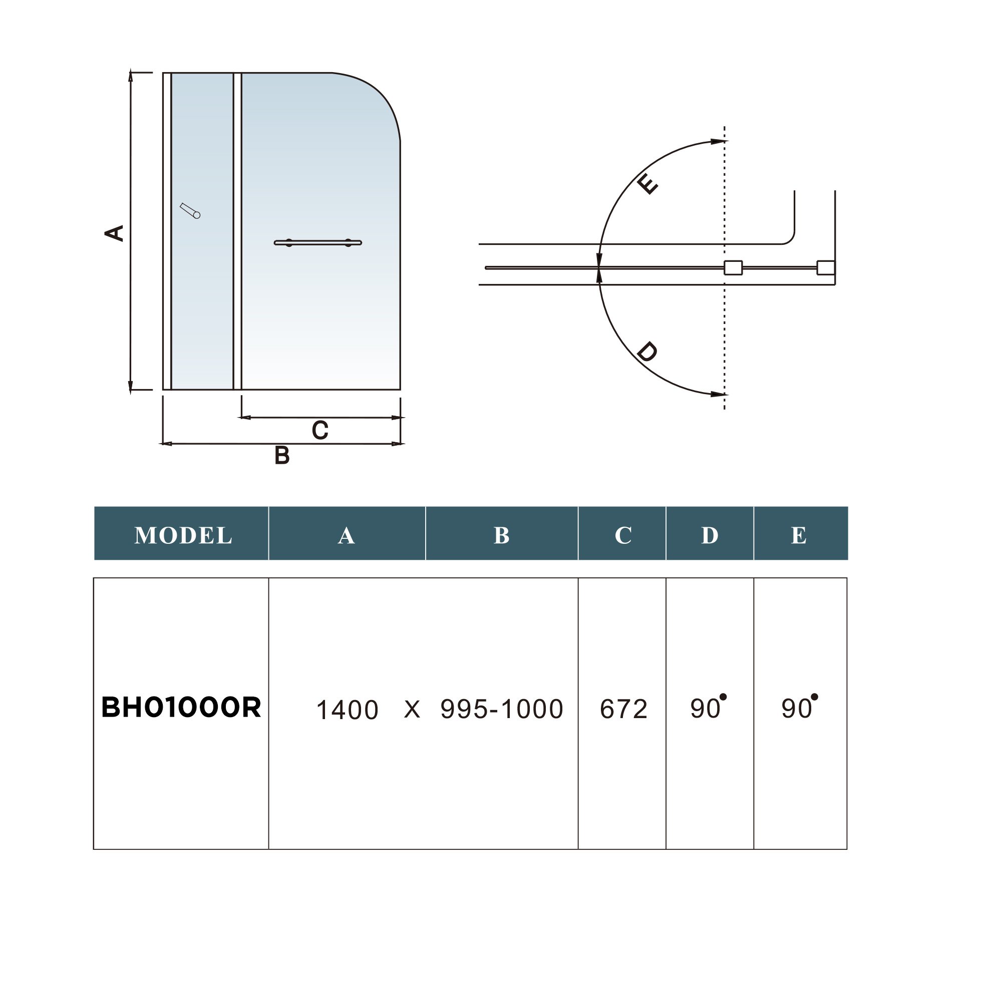 iBathUK Bath Screen Shower Screen for Bath 180 Degree Pivot 6mm Tempered Glass Shelf Door Panel with Rounded Corners Handrail - 1000mm product thumbnail 6