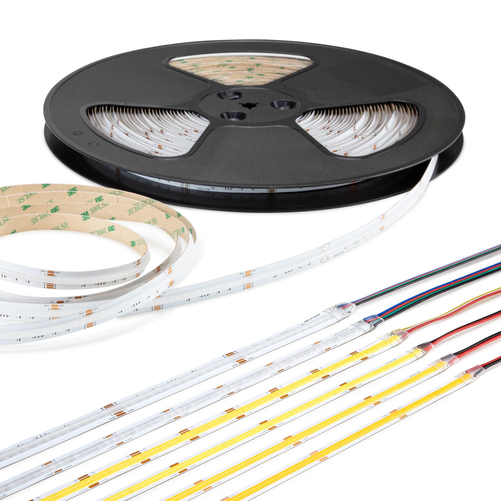 HEXIM Striscia LED COB da 1 a 15 metri, a scelta: bianco/CCT/RGB, dimmerabile 24 V, IP20, 3000 – 6000 K, banda 8 mm di larghezza, retroilluminazione per camera da gioco (6,5 metri RGBW)