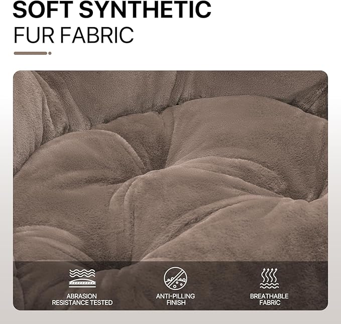 Sillón Plegable Redondo Peluche Marrón Claro miniatura 7