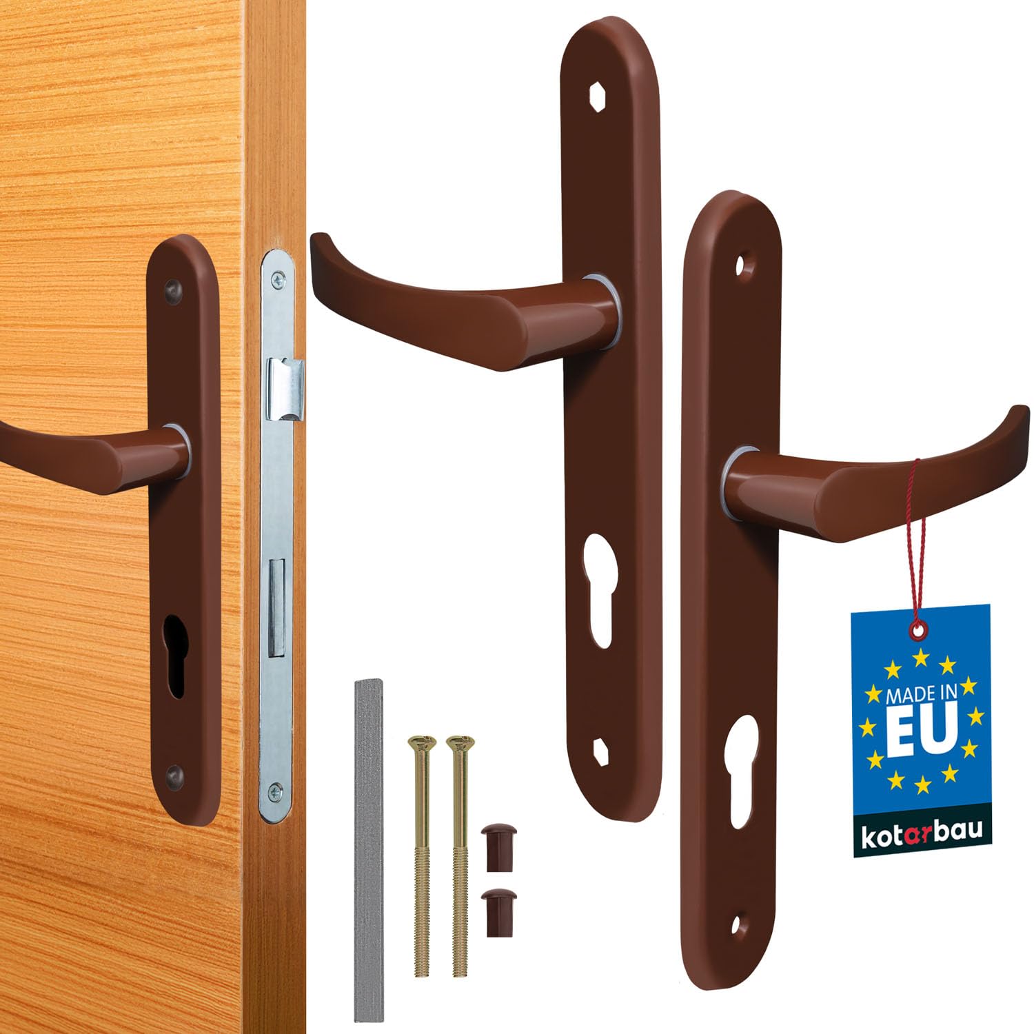 KOTARBAUĀ® Door Handle 72 mm Left Right for Profile Cylinder Brown Door Fitting Door Handle Door Handle Set Room Door Handle Aluminium