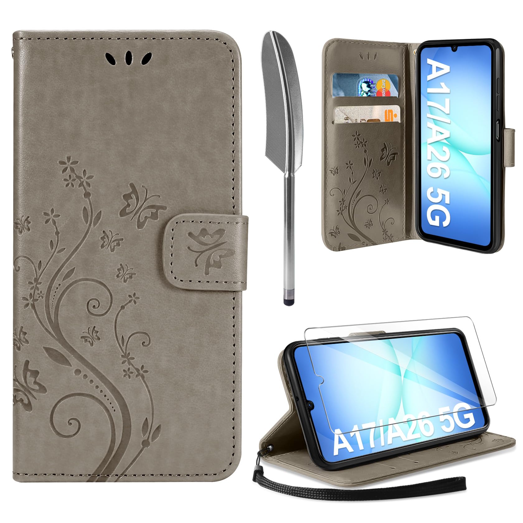 AROYI Lederhülle Kompatibel mit Xiaomi Redmi Note 15 Pro 5G(Nicht für 4G) Hülle und Schutzfolie, Flip Wallet Handyhülle PU Leder Case Schutzhülle Kompatibel mit Redmi Note 15 Pro 5G Dunkel Blau