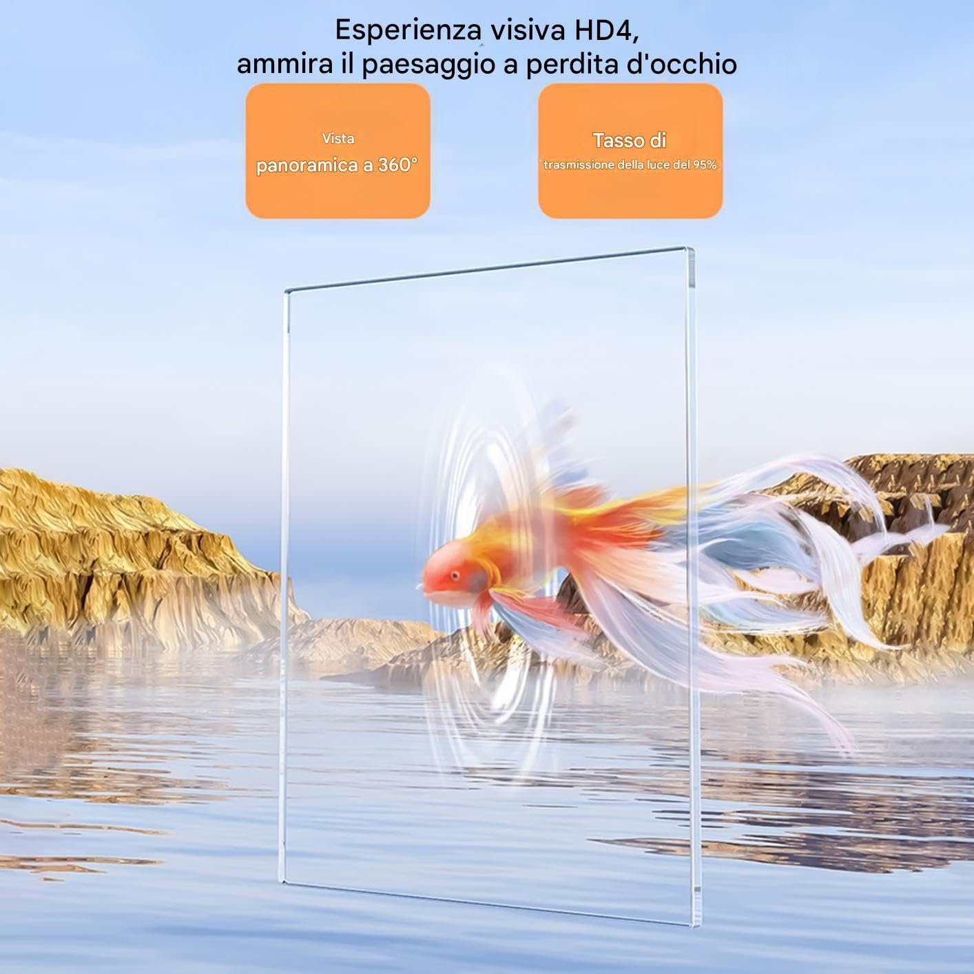 Acuario Acuario Grande Kit Completo de Escritorio | Contenedor Moderno con Zona para Tortugas, Accesorios para Peces Betta y Camarones con Plantas Acuáticas