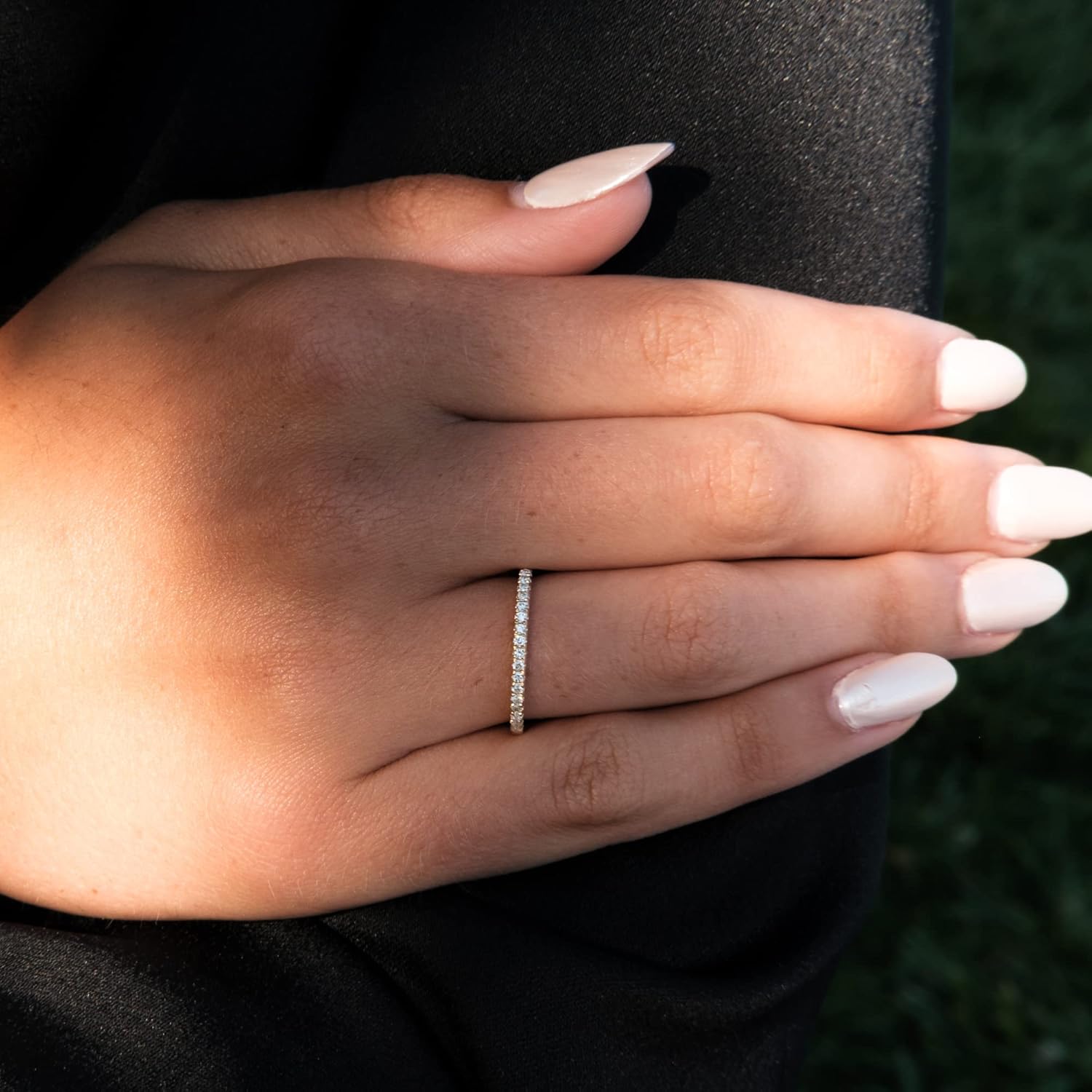 espere Half Pavé Lab Diamond Eternity Band in 14K Yellow Gold | 1.7mm Half Inifitity Weddign Ring