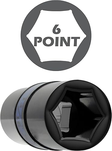 Miniatura 4 de 1/2” Drive Lug Nut Impact Flip Socket Set with Case | Universal 4-Piece Cr-Mo 6-Point Thin Wall Deep Inch & Metric Color Coded Tool Kit for