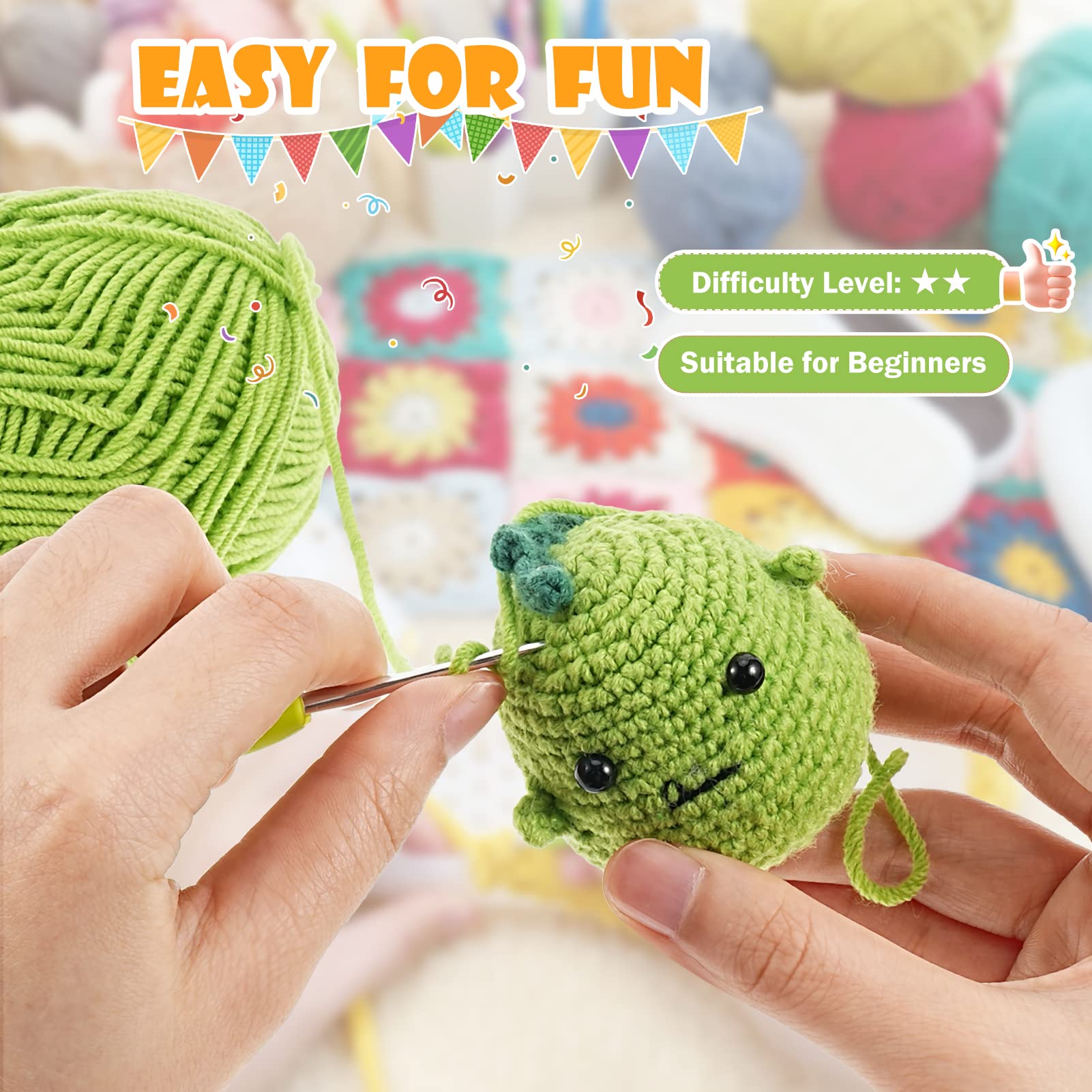 zerotop Haakset voor beginners, schattige dinosaurus gehaakte dierenset, complete haakset voor beginners, met stapsgewijze instructies en video leren haken kit starterspakket voor volwassenen kinderen (groen zerotop Haakset voor beginners, schattige dinosaurus gehaakte dierenset, complete haakset voor beginners, met stapsgewijze instructies en video leren haken kit starterspakket voor volwassenen kinderen (groen