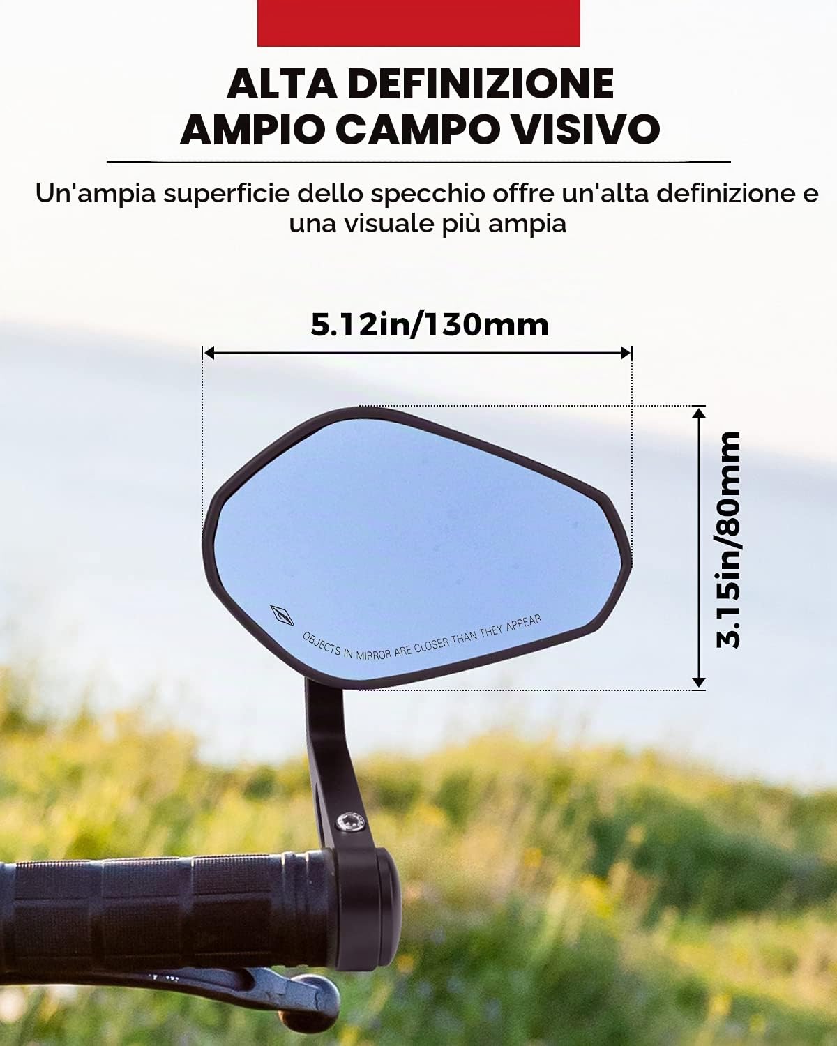 KEMIMOTO Specchietto terminale per manubrio CNC, omologato E, girevole a 360°, 7/8", 22 mm, specchietto retrovisore per moto, compatibile con MT07 MT09 CB125R Duke 690 (2 pezzi)