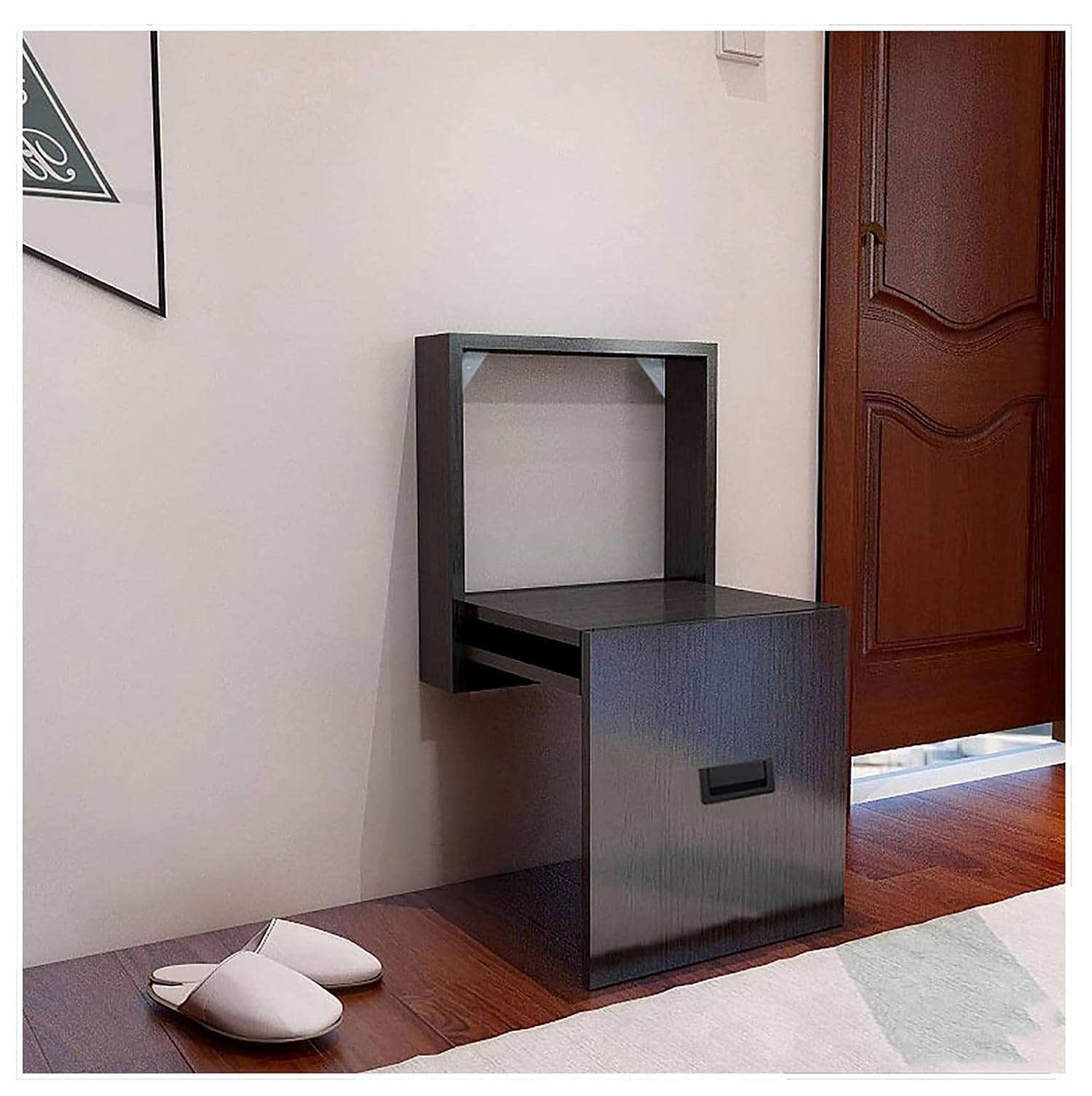 MYUYEE Folding Chair Wall-Mounted, Invisible Shoe Changing Stool, Solid Wood Wall Mounted Shoe-Changing Stool,Wall Mounted Entryway Stool Bench,120Kg Carrying For Bedroom/Foyer(E-Size)