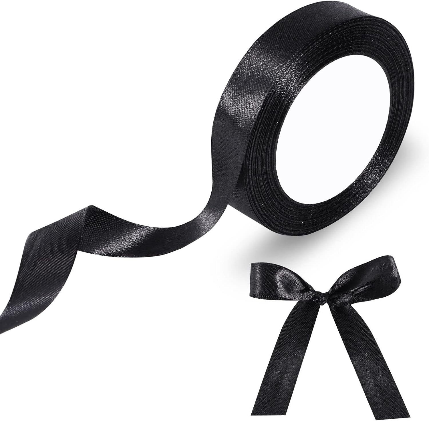 Ruban Satin Fin Noir Uni 3mm En Bobine De 50 Mètres Pas Cher