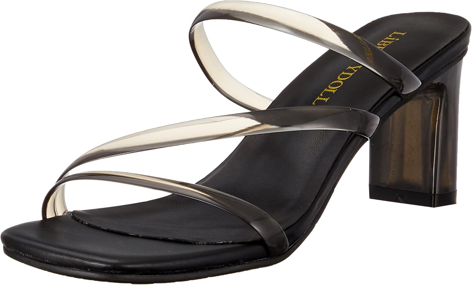 Liberty Doll 4134 Women's 3 Cord Set Back, Clear Heel, all black, LL 2E