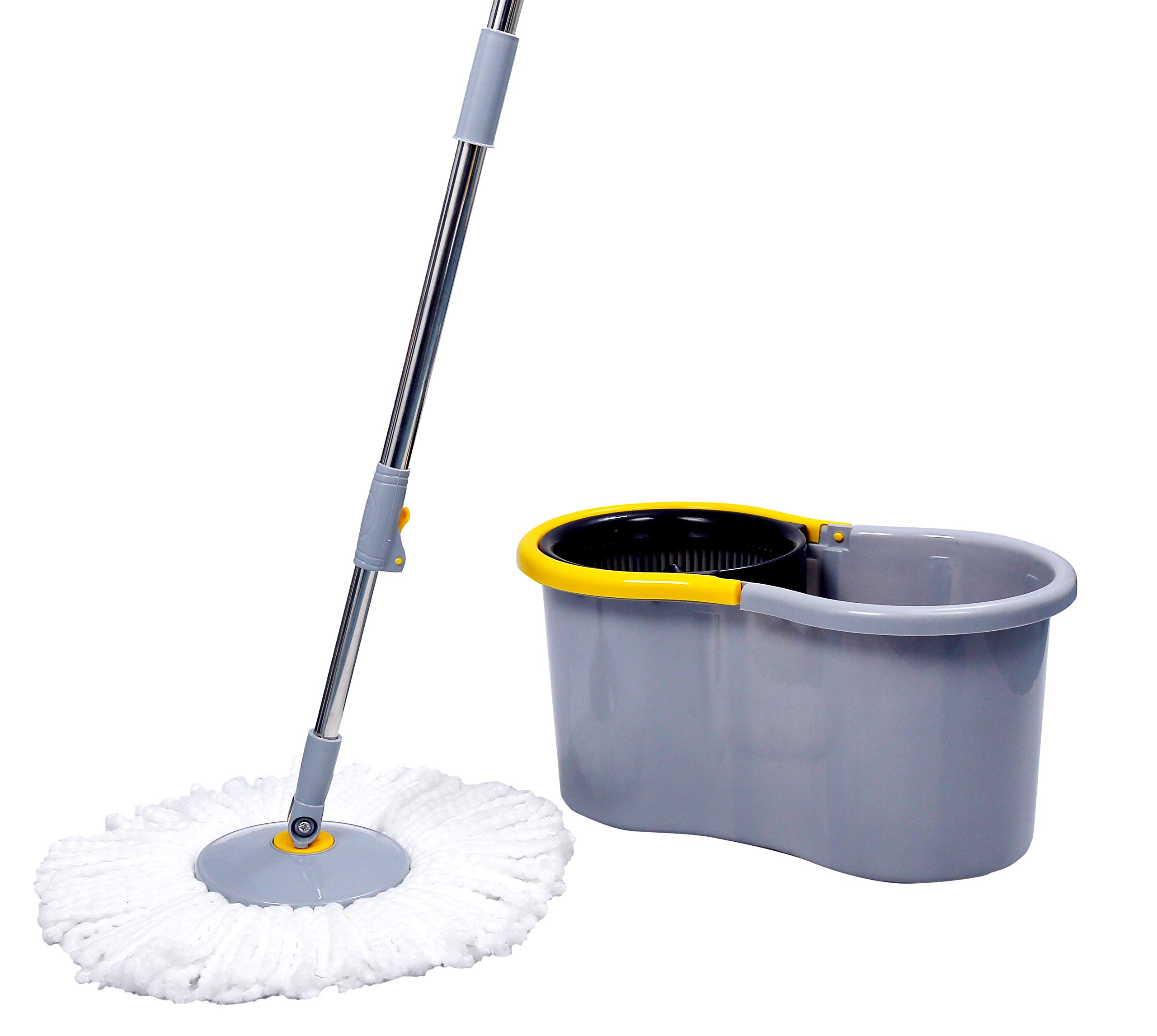 Esquire Plastic Elegant Grey Microfiber 360° Spin Mop Set With Easy Wheels
