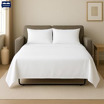 Sleeper Sofa Bed Sheet Set - 4 PC's Sleeper Sofa Sheet Set - Sleeper Sofa Sheets - 100% Brushed Microfiber Full Sofa Bedsheets Easily Fits Upto 6 Drop - Sofa Bedsheets - White Sofa Sleeper Sheets