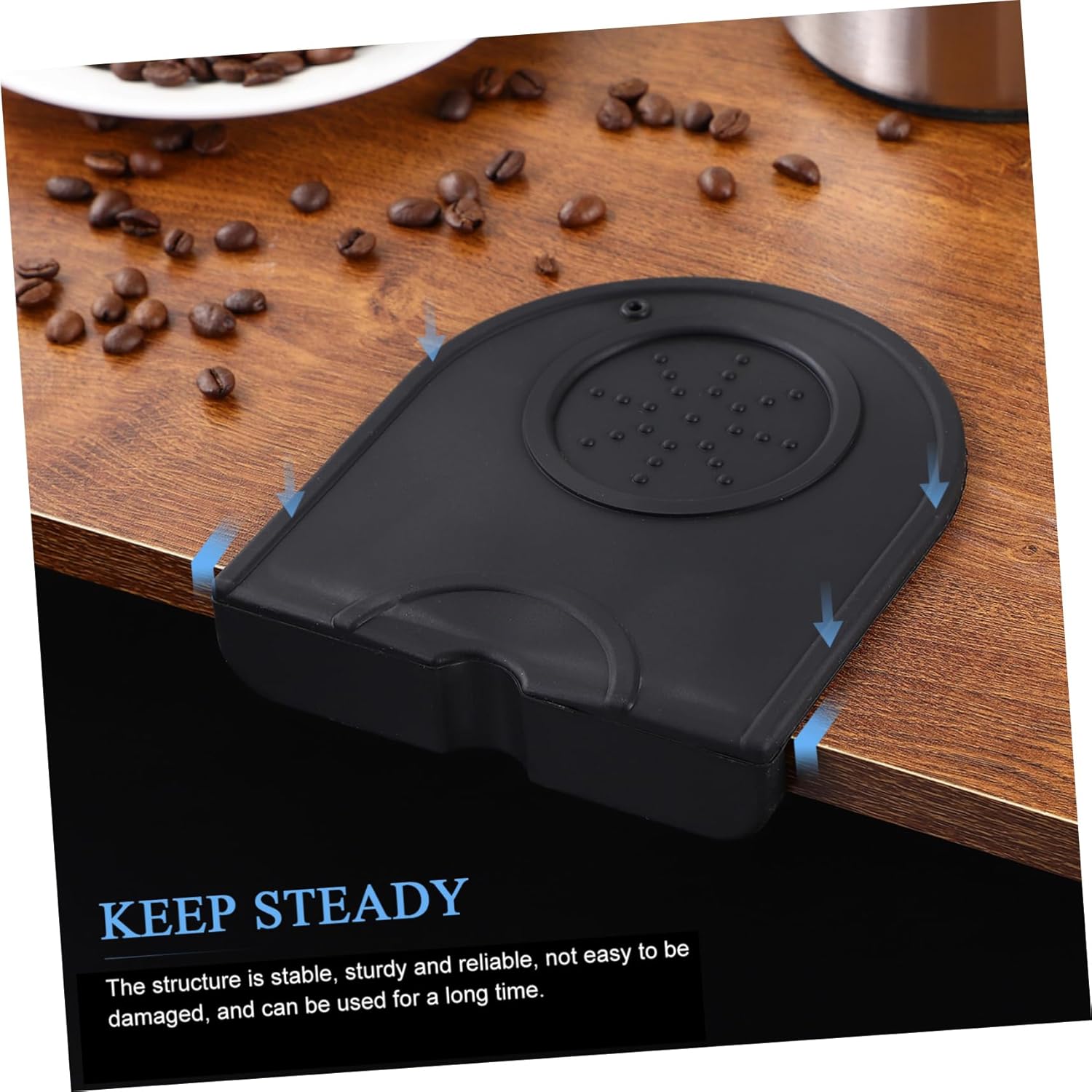 Stainless Grounds Container with Removable Tap Bar and Non Slip Pad for Easy Disposal of Coffee Waste Home Restaurant