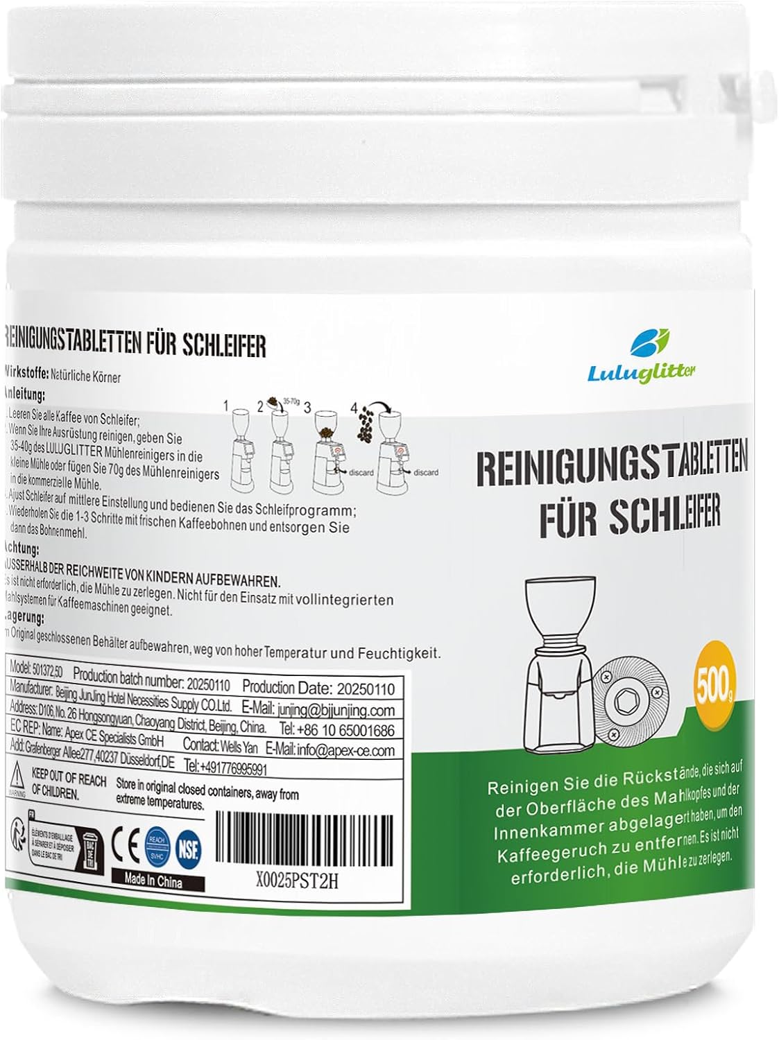 Professional Coffee Grinder Cleaning Tablets - 500g Coffee Grinder Cleaner - Natural Food Safe Gluten Free - Help Extend Life of Your Grinder