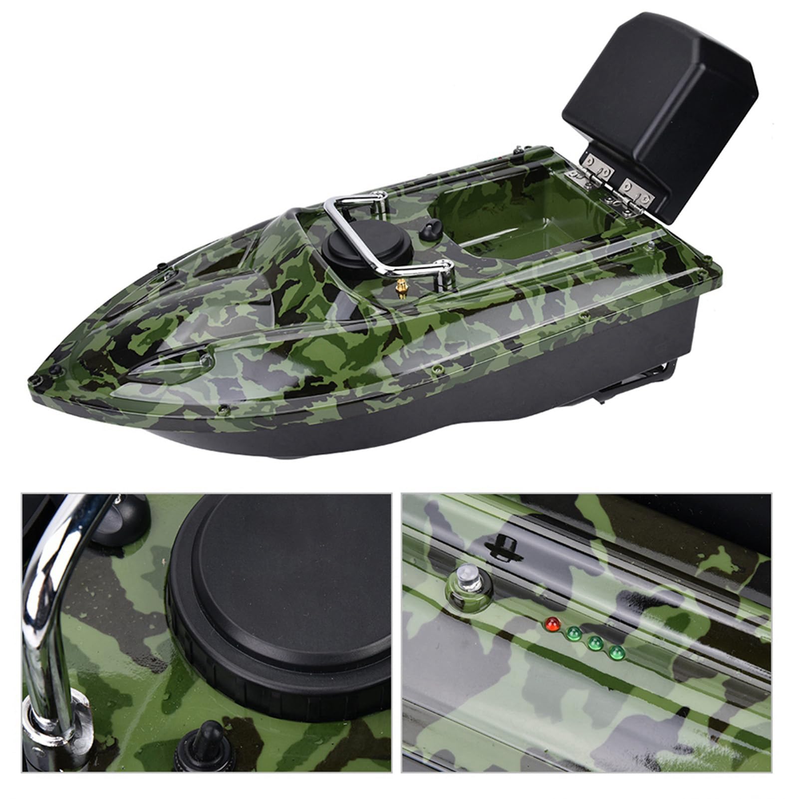 Fish Bait Boat, 500m Telecomando RC Esca da Pesca Bait Boat Wireless Night Fish Finder con Luce a LED(Unione Europea)