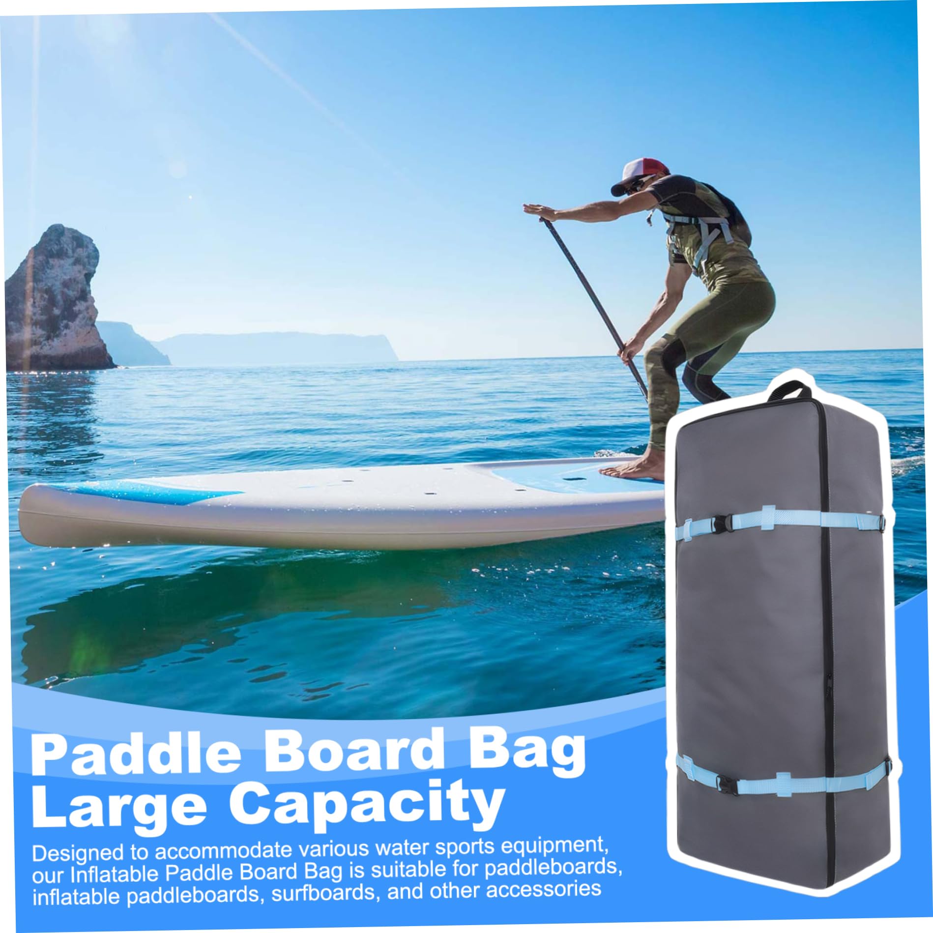 Paddelbrettbeutel, Oxford -Stoffpaddel -Board -Rucksack mit Griff & Schnalle -Gurt, wasserdicht