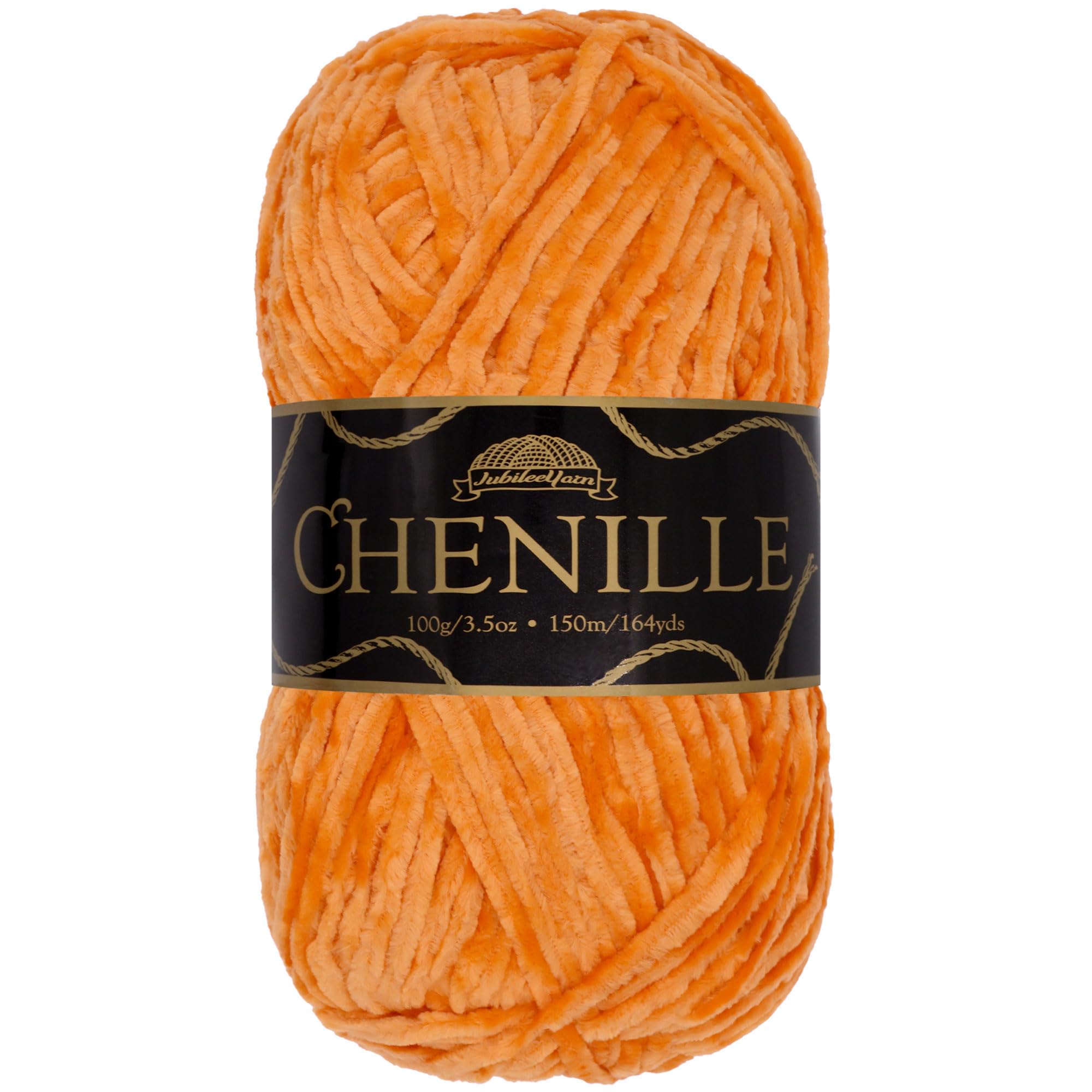 JubileeYarn Chenille Yarn - Worsted Weight - 100g/Skein - Ember - Bright Carrot Orange Velvet - Crochet and Knitting Yarn - 1 Skein