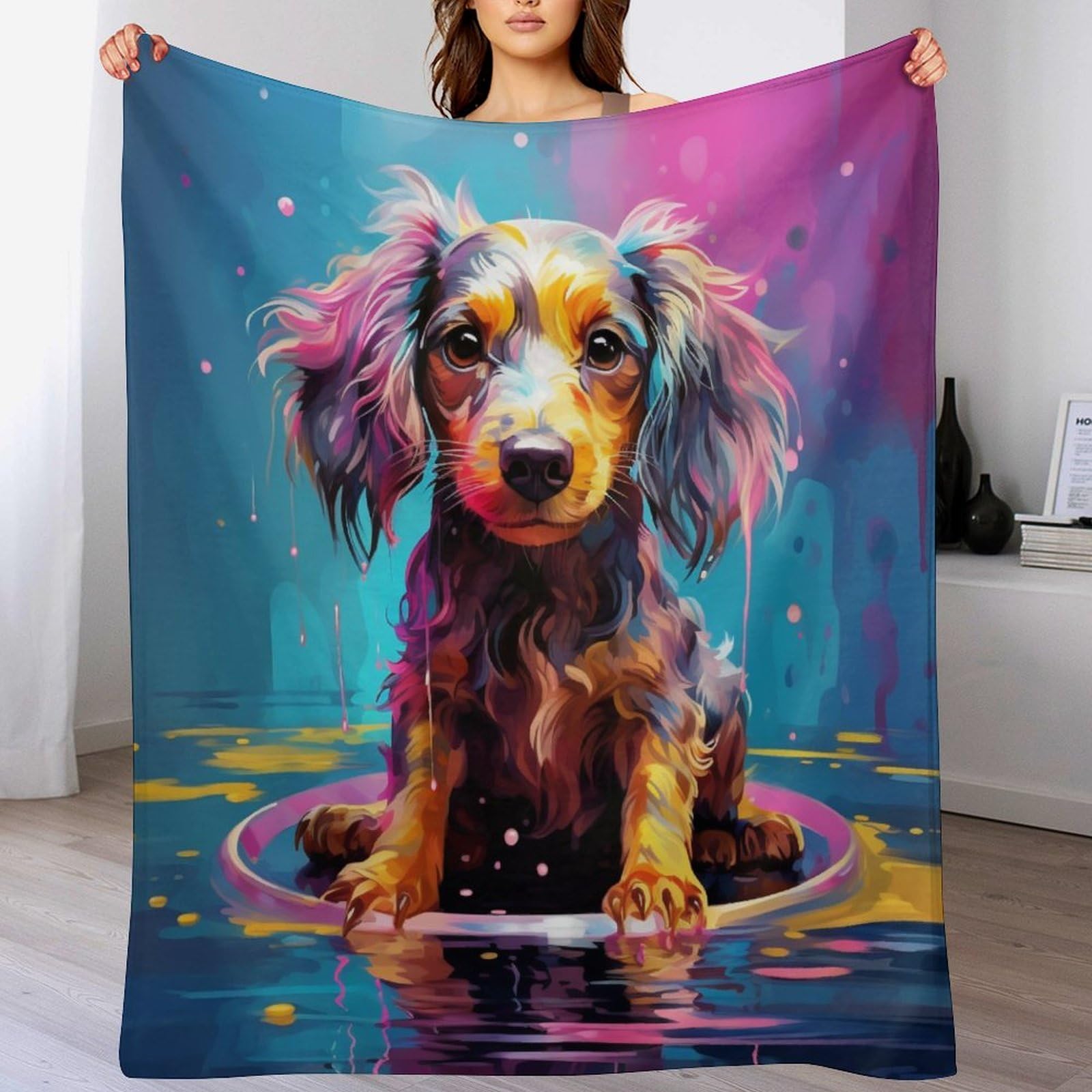 Couverture cute chien polaire 100x130cm plaid canapé peluche flannel