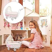 Vista 7 de Alipis Cesta de mimbre de mimbre de imitación para cochecito de bebé, con forma de carrito, cesta multiusos de caramelo para baby shower, fiesta