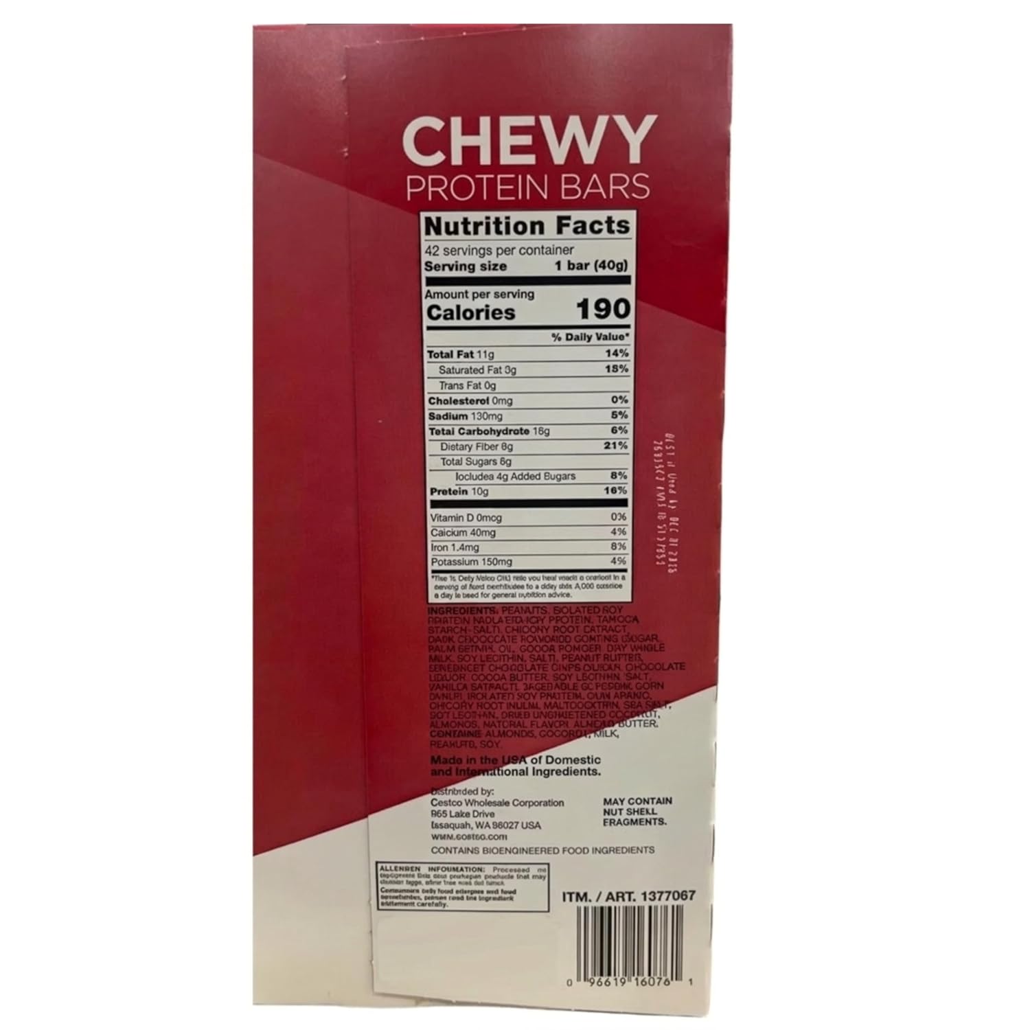 Chewy Protein Bars 2-Pack Bundle – Peanut Butter & Semi-Sweet Chocolate Chip – 84 Total Bars (42 Each) – 10g Protein Per Bar – Gluten Free – Kosher Certified Snack Bars bundled by Bentronic