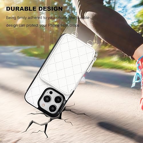 Miniatura 8 de Bocasal Crossbody Wallet Case for iPhone 15 Pro, RFID Blocking PU Leather Zipper Handbag Purse Flip Cover, Kickstand Folio Case with Card Slots