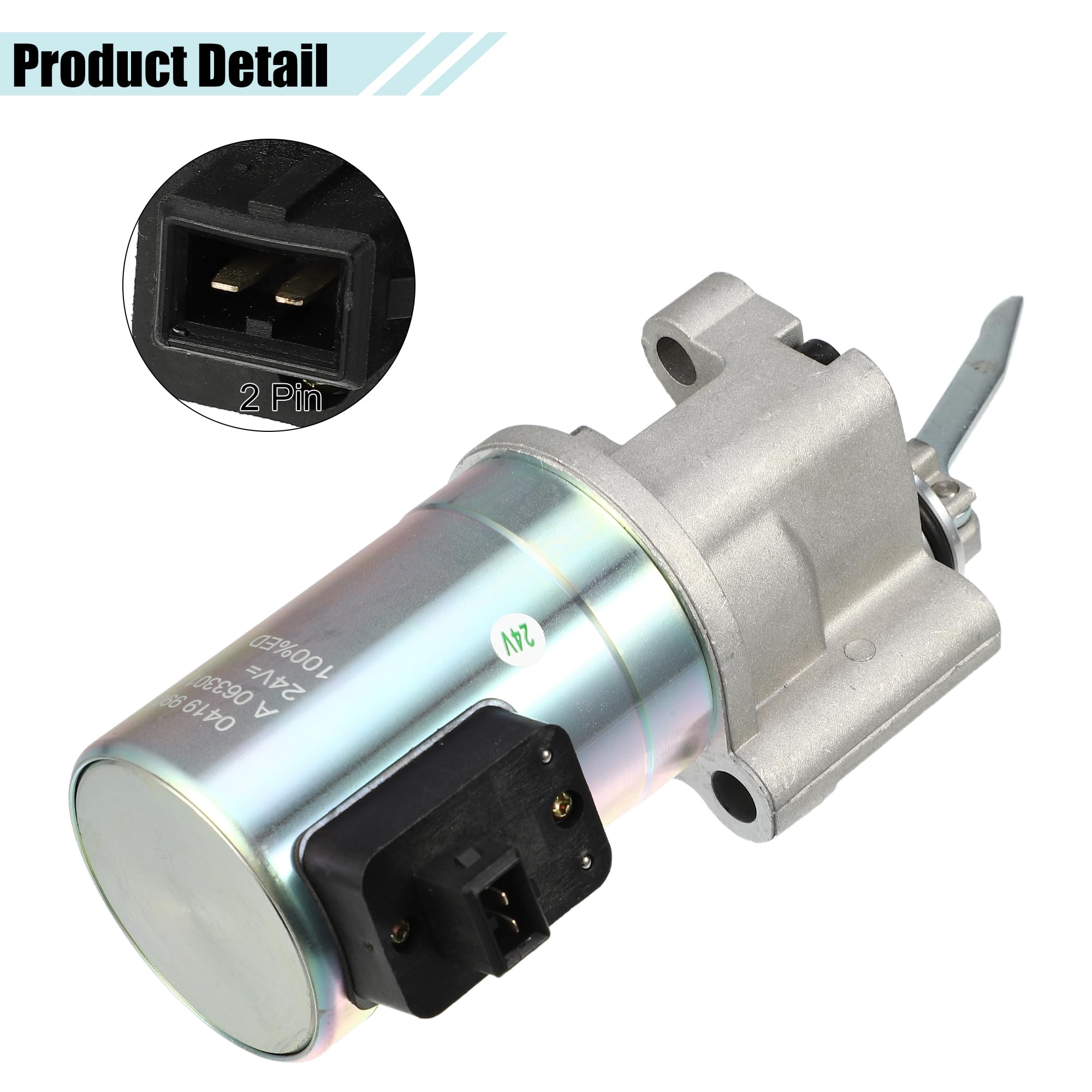 A ABSOPRO Combustible Cierre Solenoide Válvula 24V Para Deutz 2012 1Pc | Para Deutz 1011-1013, Bf6M2012, Bfm2012, 02113793/04199905, Plateado, Plástico/Metal, 21X8.6X6.5Cm, 9.6Mm, 2 Pasadores