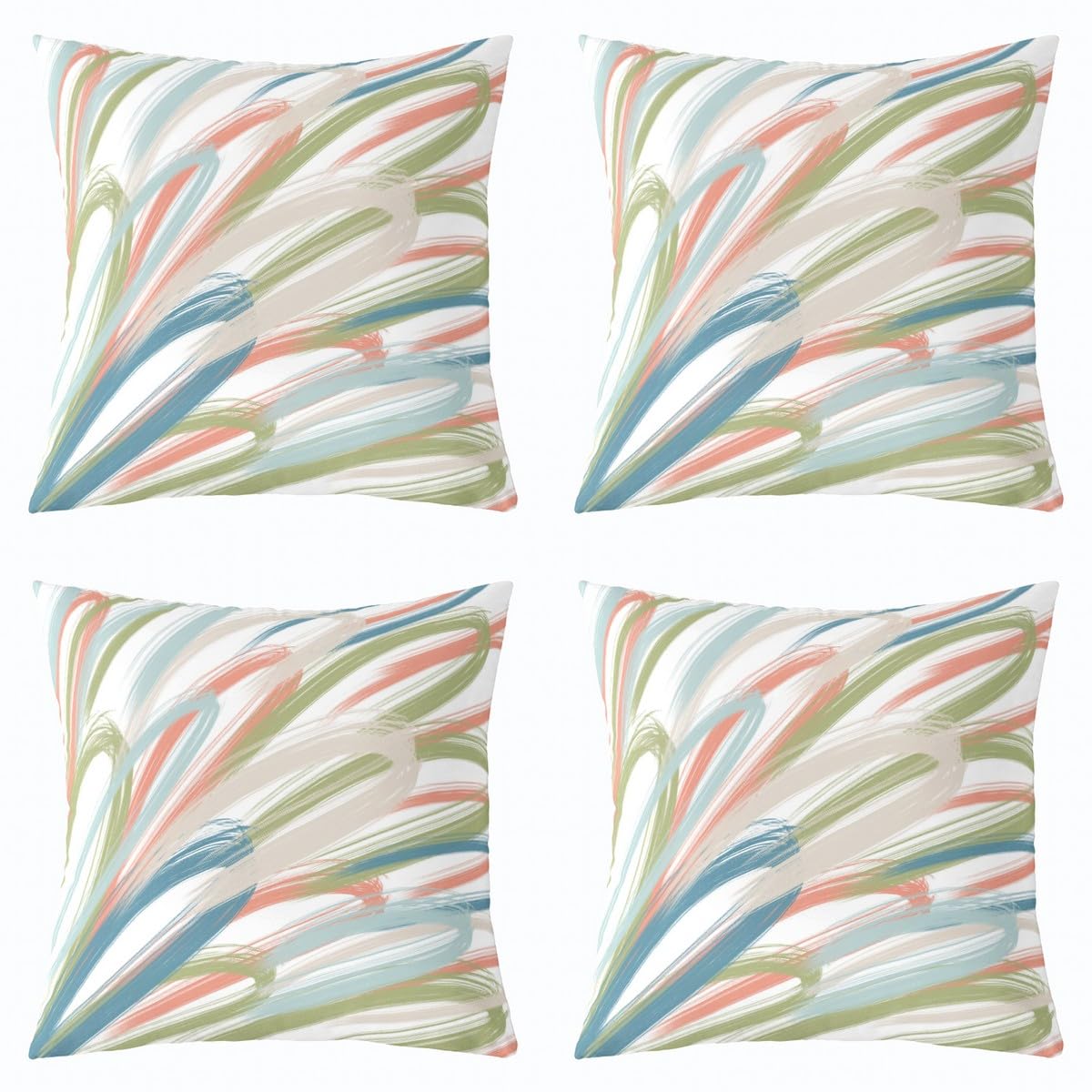Homemissing Luxury Stripes Throw Pillow Covers 45x45cm Set of 4 Geometric Decorative Pillow Case Pillowcase Modern Striped Art Cushion Cover Farmhouse Orange Green Blue Stripes Outdoor Pillows Covers โ image 1