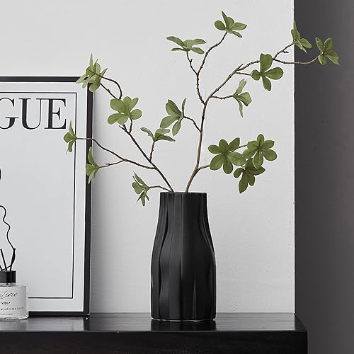 Jarrón negro para flores, jarrones de cerámica para decoración del hogar, moderno jarrón decorativo minimalista de cerámica bohemio para sala de