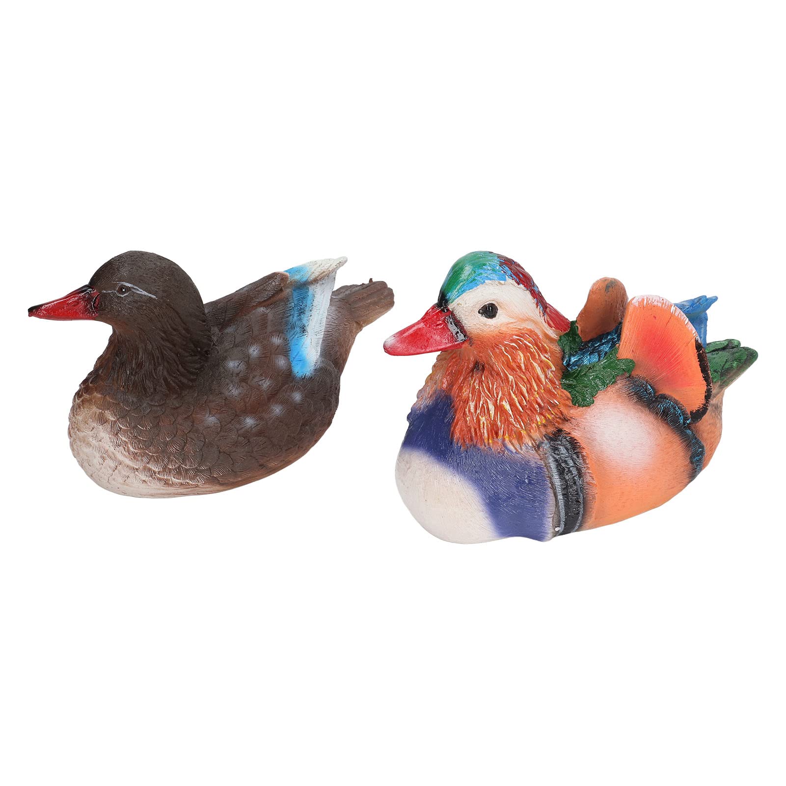 2Pcs Floating Mandarin Duck Statue Resin Animal Decor Sculpture Ornament for Outdoor Garden Pond(2#)