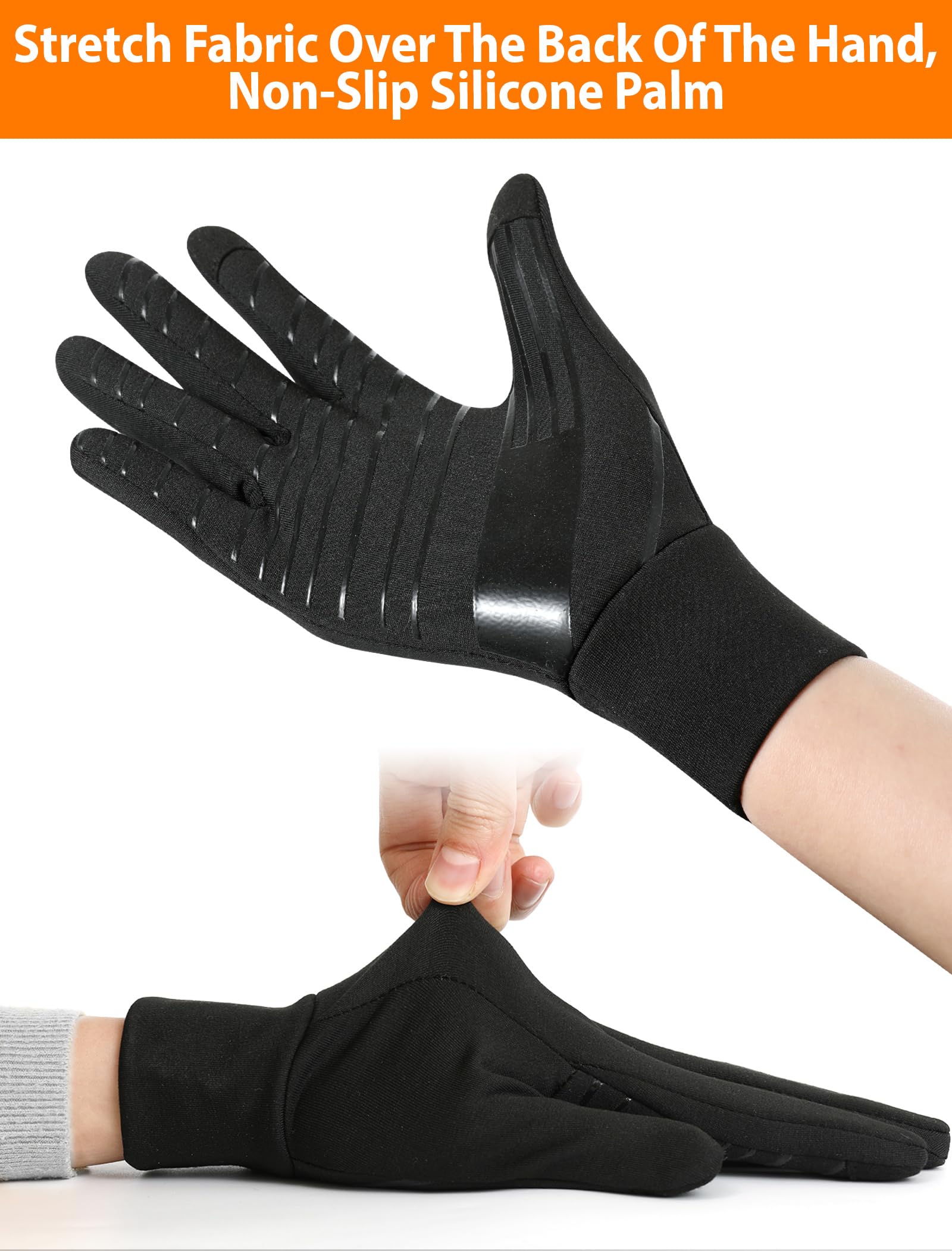 Guantes de Invierno Hombre Mujer, Guantes Táctiles para Correr Running, Antideslizantes Dedo Completo