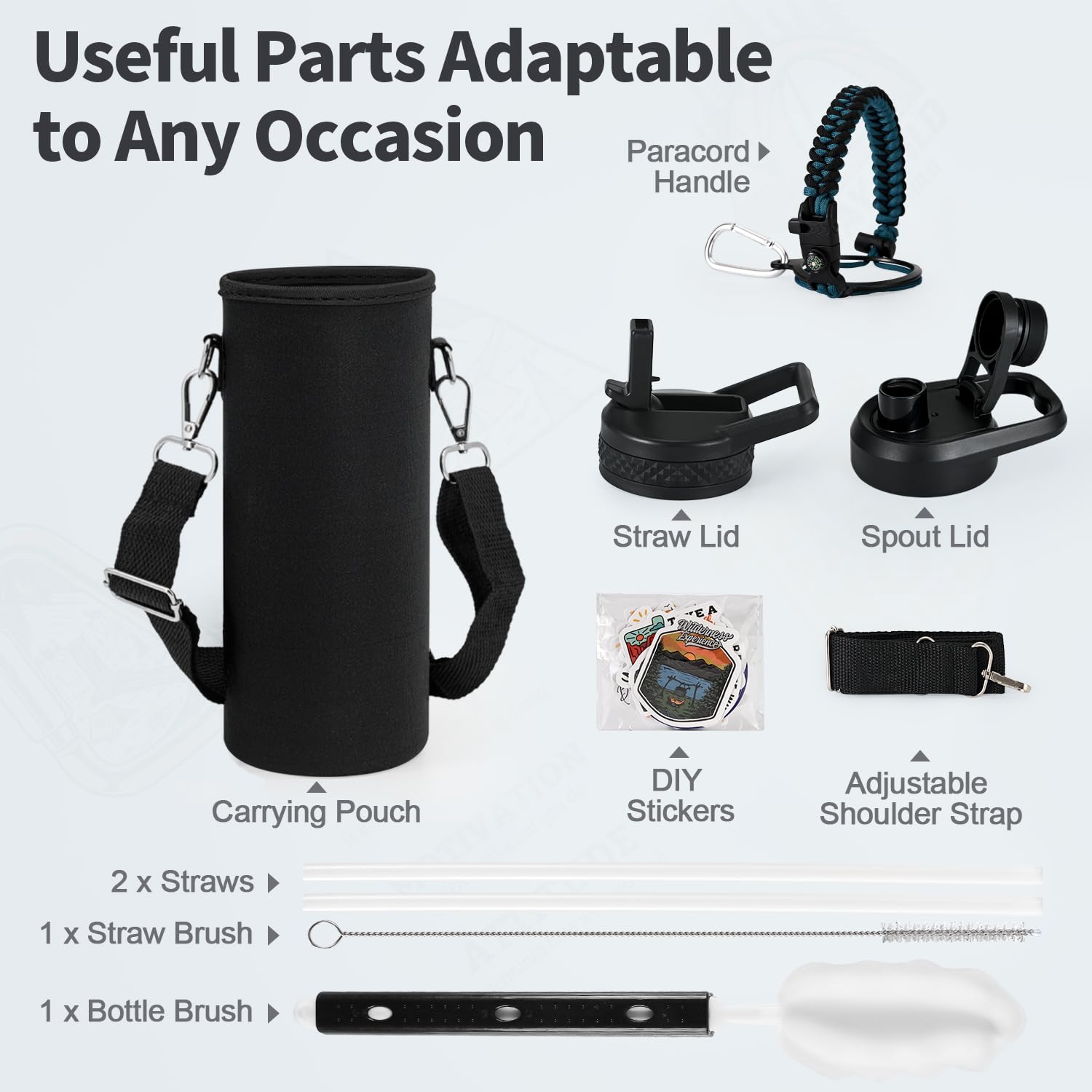 WixByti 20 oz Insulated Water Bottle with Straw, Stainless Steel Water Jug