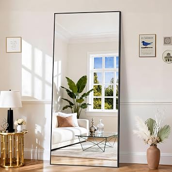 KOCUUY Black Full Length Mirror 76" x 34", Extra Large Full Body Mirror Free Standing,Oversized Metal Framed Leaning Against Rectangle Wall Floor Mirror for Living Room Dressing Room Entryway