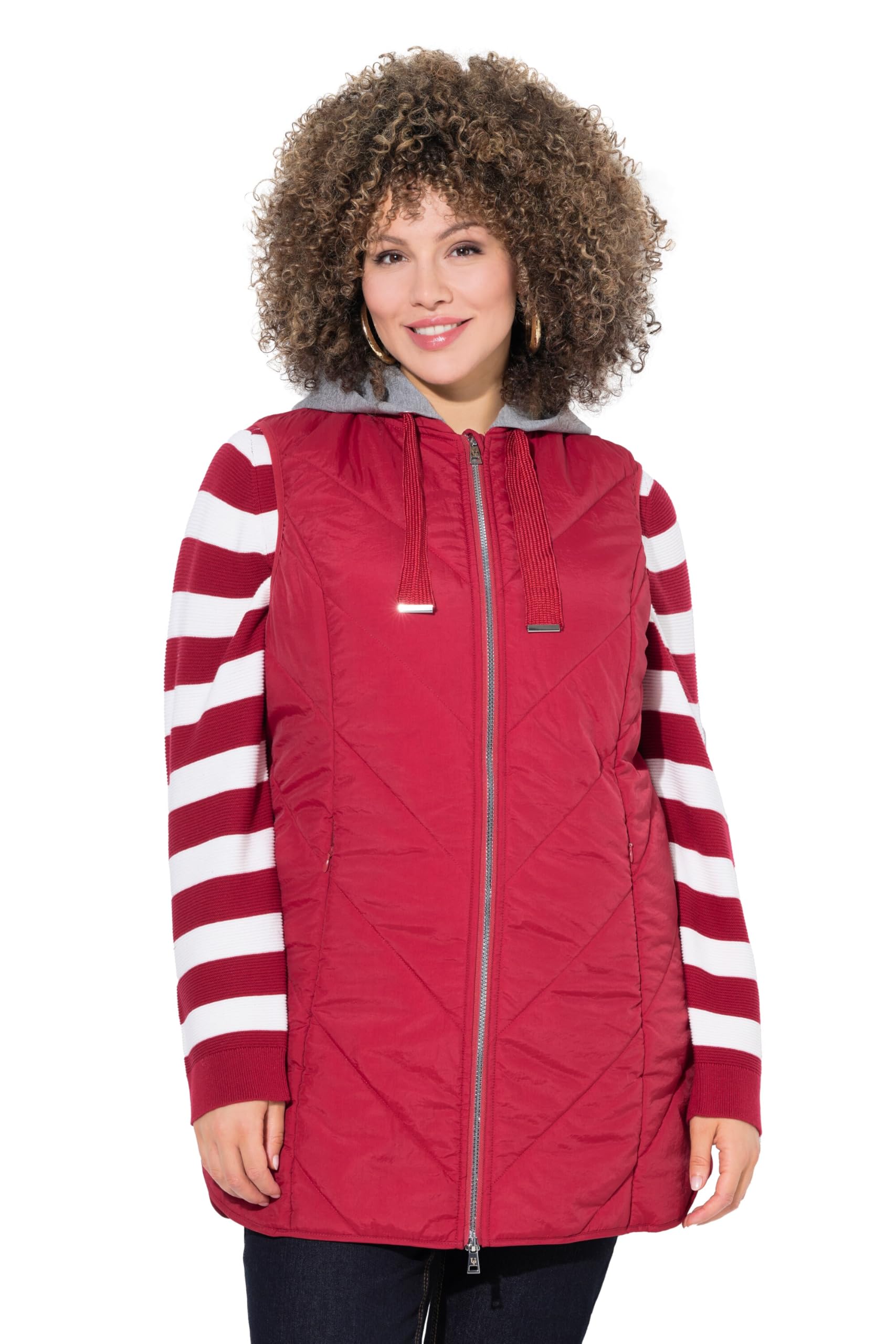 Ulla Popken Damen große Größen Übergrößen Plus Size HYPRAR Funktions-Steppweste, wasserabweisend, Kapuze 839624