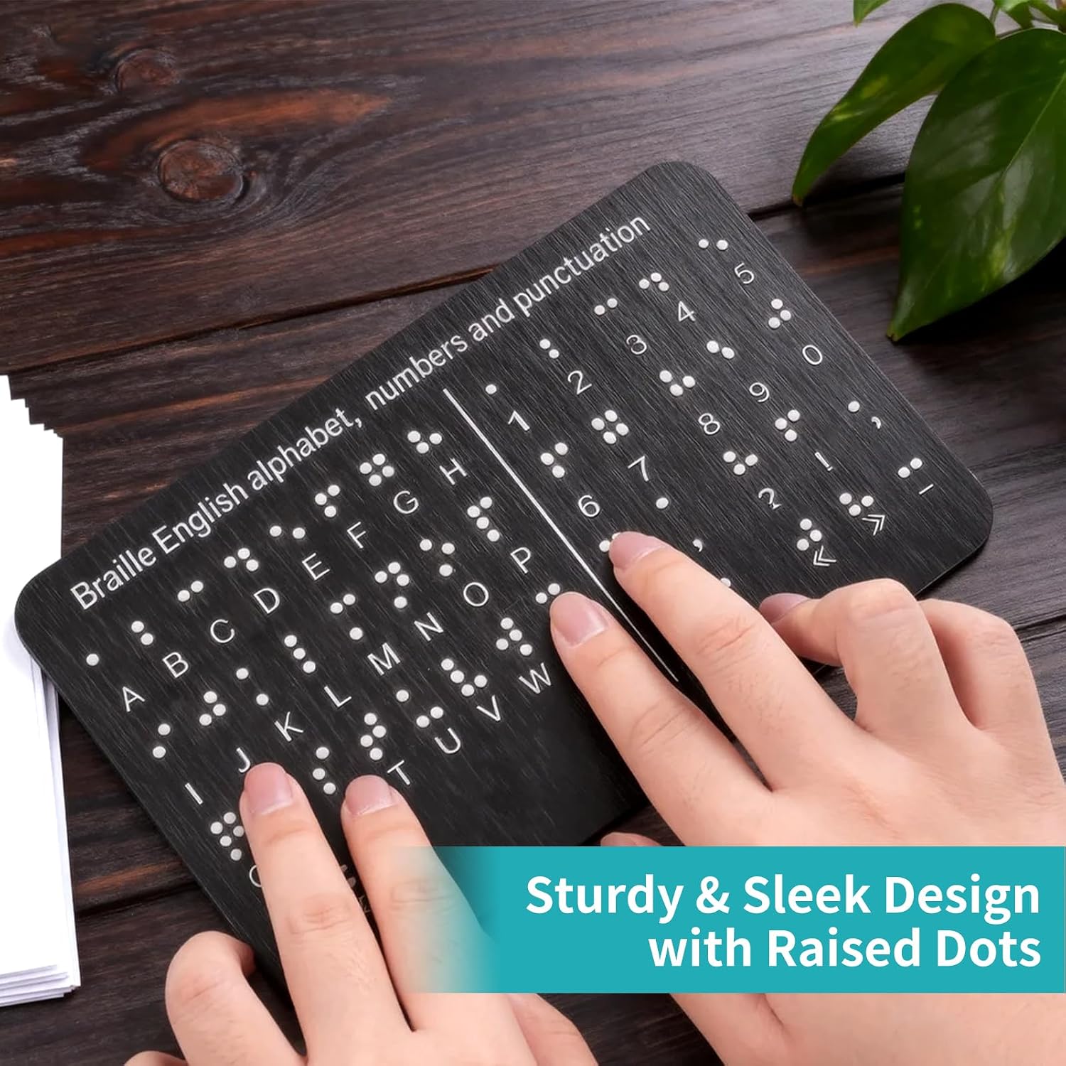 Braille Alphabet Board, Braille English Alphabet with Raised Dots Numbers & Punctuation, Learning Letter Fingerboard for Beginners, Great Educational Tool for All Ages (Horizontal)