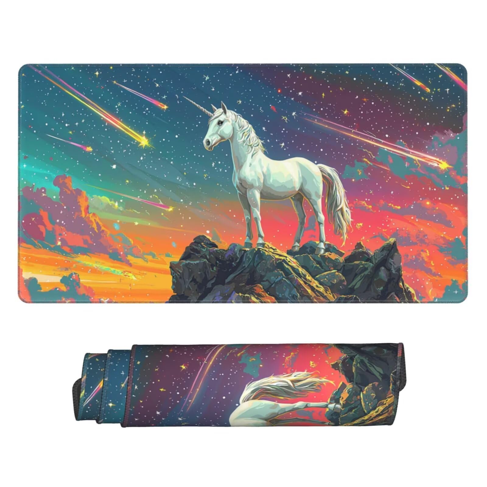 Grand Tapis de Souris La Licorne Tapis de Souris XXL 1200x600 mm, sous Main Bureau Imperméable Tapis Souris, Bords Surpiqués et Dos Antidérapant Tapis de Bureau pour Bureau Decor, Cadeaux A-245