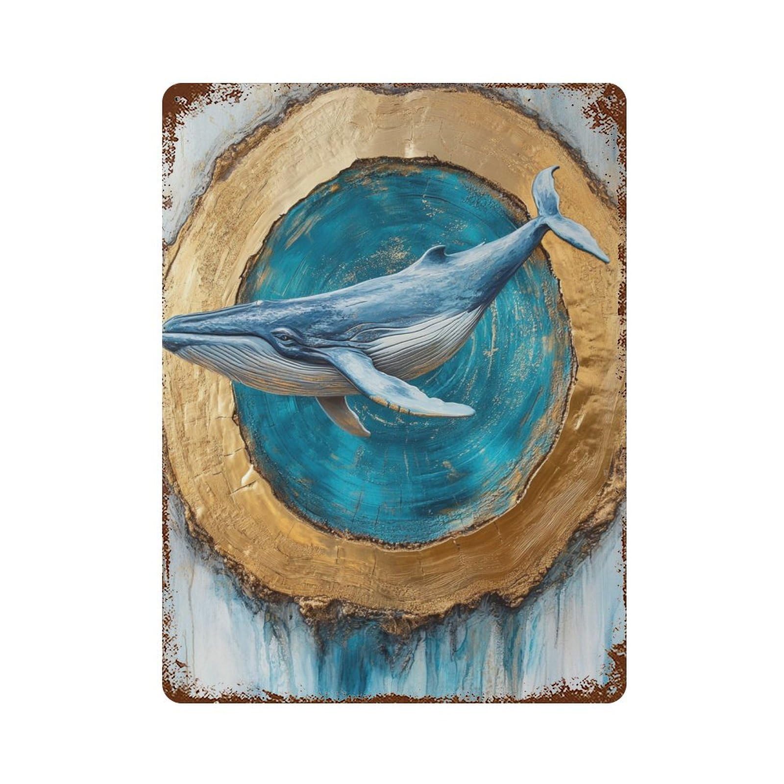 Whale Artwork Ocean Decor 15.7"x11.8" Decorative Tin Sign, Retro Wall Decor for Garage, Bar And Workshop Decor