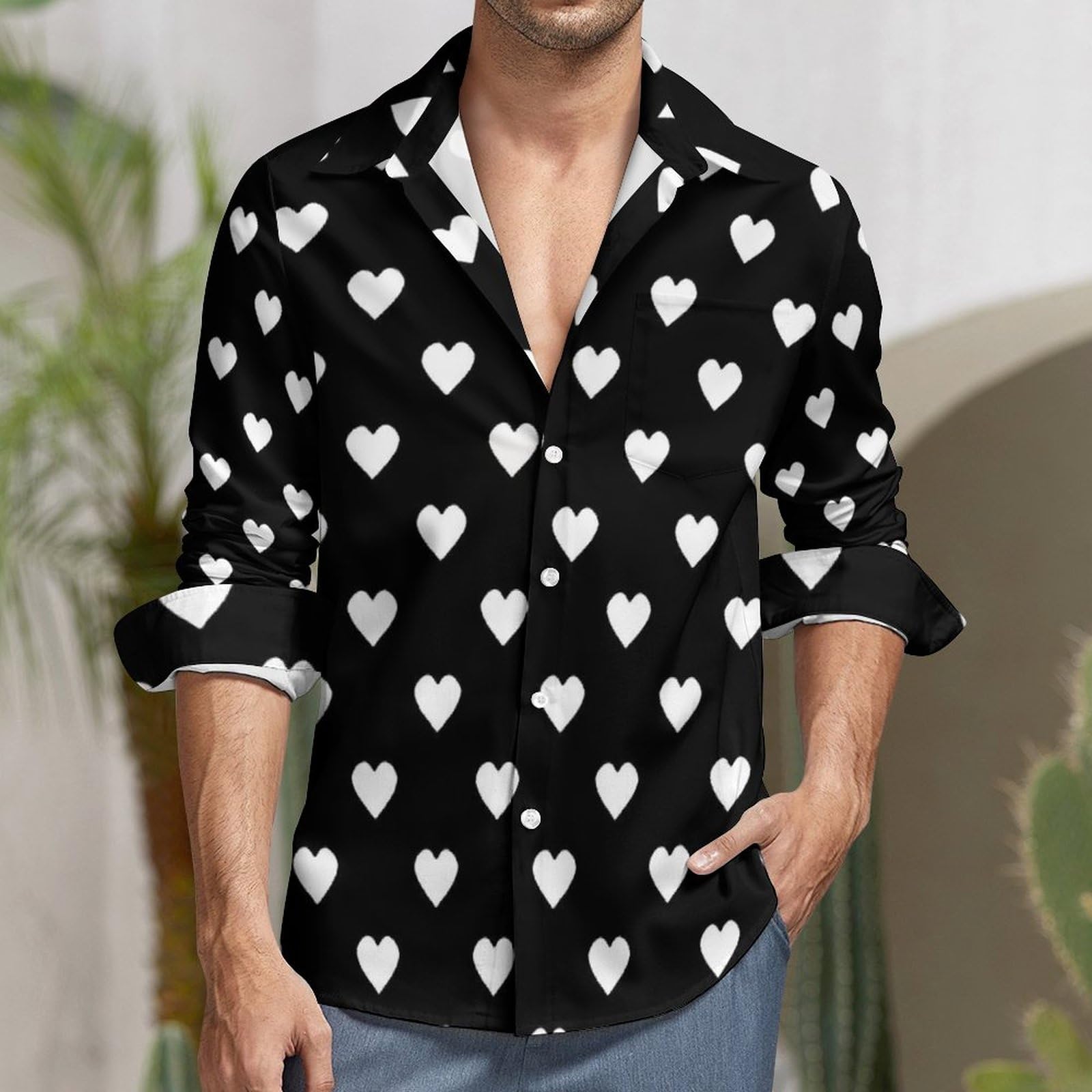 chahchah HEART BIG SHIRT ハートフルアロハシャツ｜メンズ 