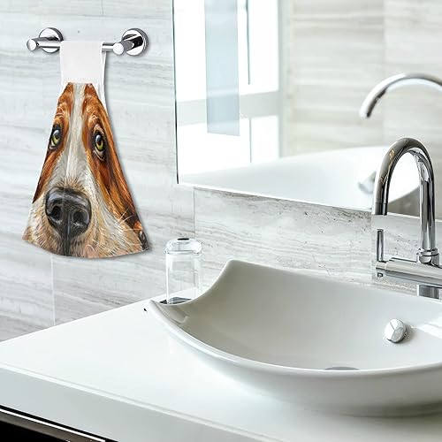 Miniatura 6 de ALAZA Juego de 2 toallas de mano para colgar con diseño de perro Basset Hound, juego de toallas de mano absorbentes, paños para bar de té, para